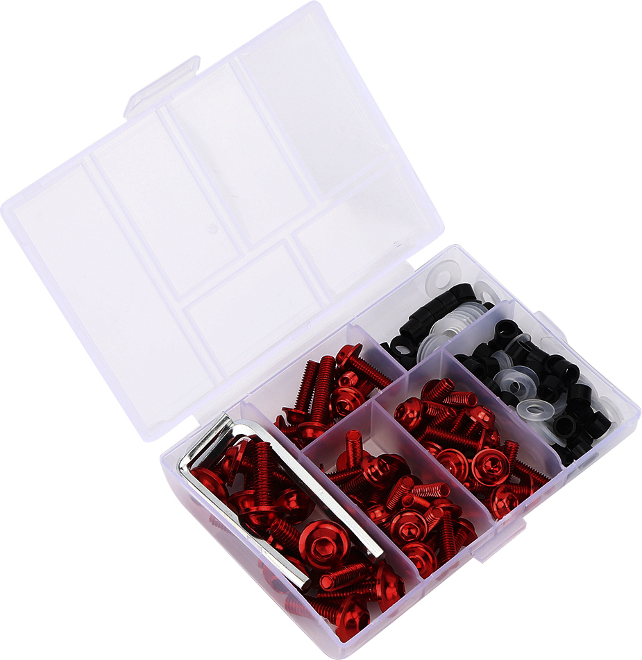 Cocosity 158Pcs/Set Universal Verkleidungsschrauben Dichtungsschlüssel Kit Motorradzubehör (rot)