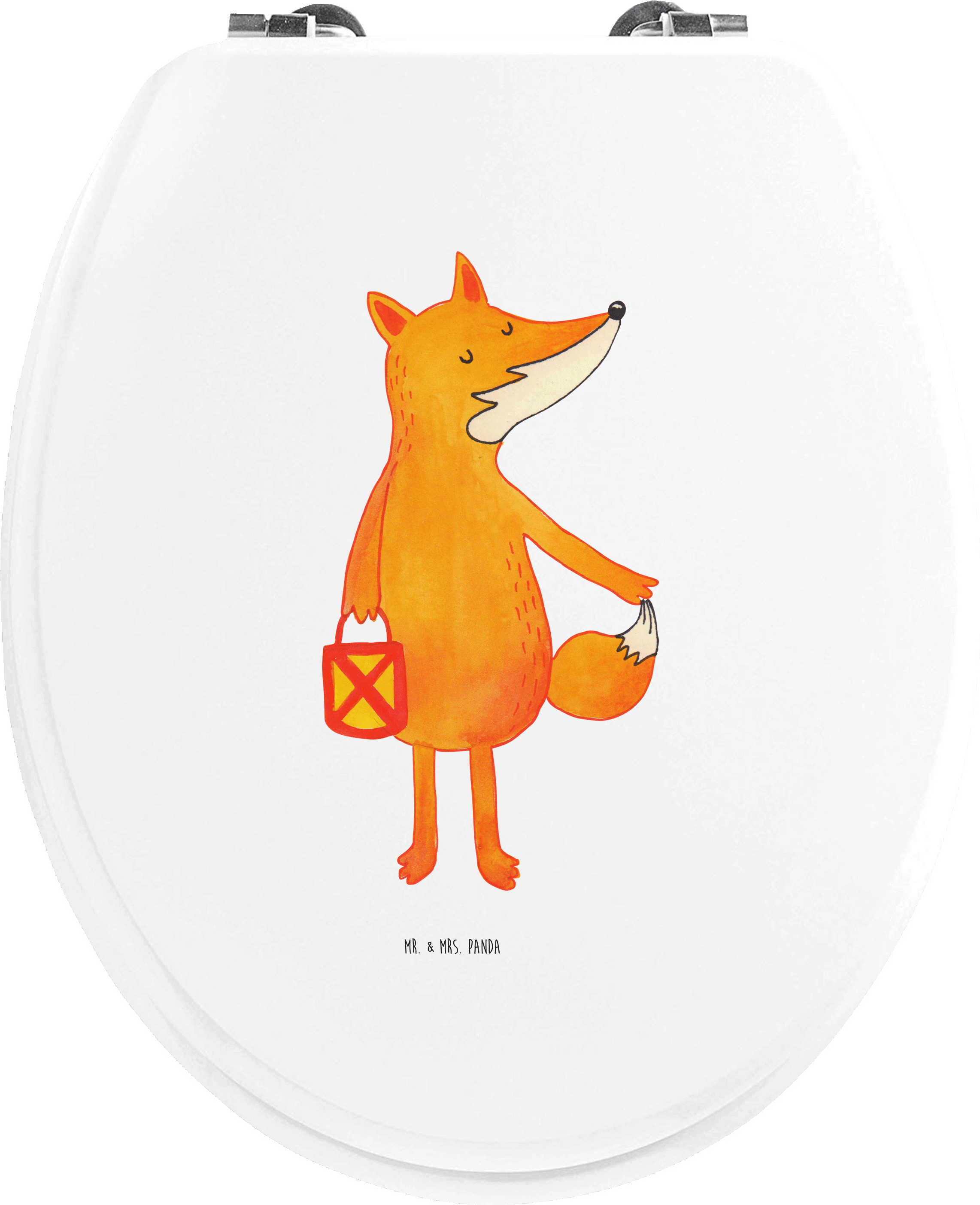 Mr. & Mrs. Panda Toilettendeckel Fuchs Laterne - Weiß - Geschenk, Klobrille, WC Brille, Laternenumzug, Selbstbewusst, Deckel, Sankt Martin, Klodeckel, Klo-Deckel PD-1105311-STANDARD