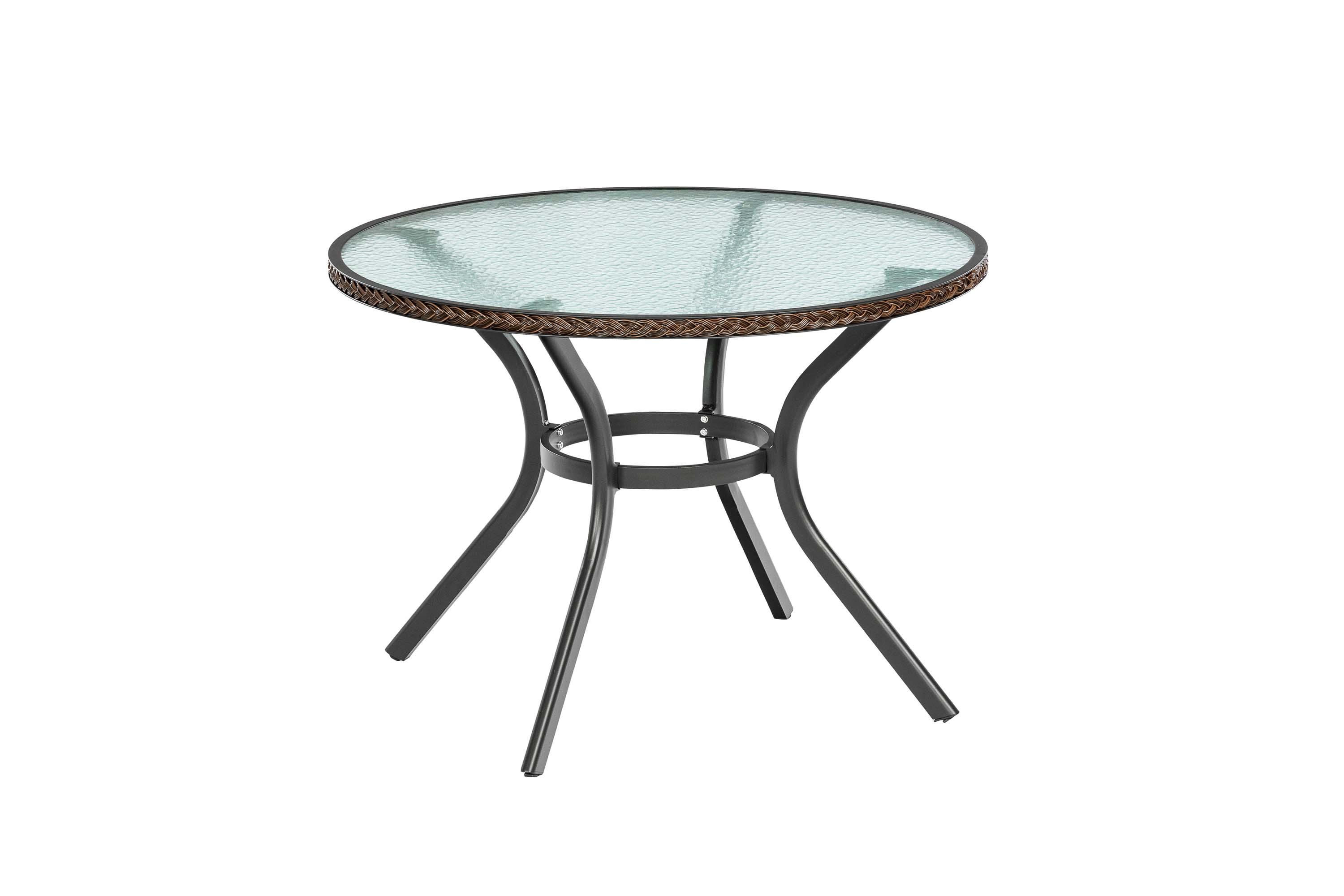 Merxx Gartentisch Ravenna, rund 100 cm, schoko, Aluminium/Kunststoffgeflecht Image