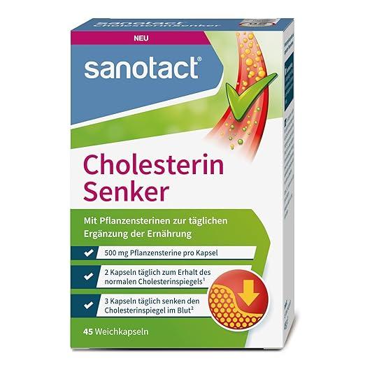 sanotact GmbH sanotact Cholesterin Senker (45 Weichkapseln) - Cholesterinspiegel natürlich senken - Pflanzensterine zur täglichen Nahrungsergänzung