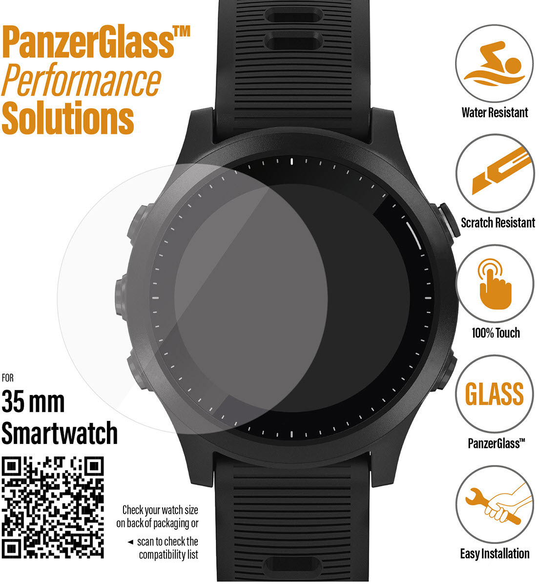 Ochranná fólia PanzerGlass SmartWatch, 35 mm, transparentná