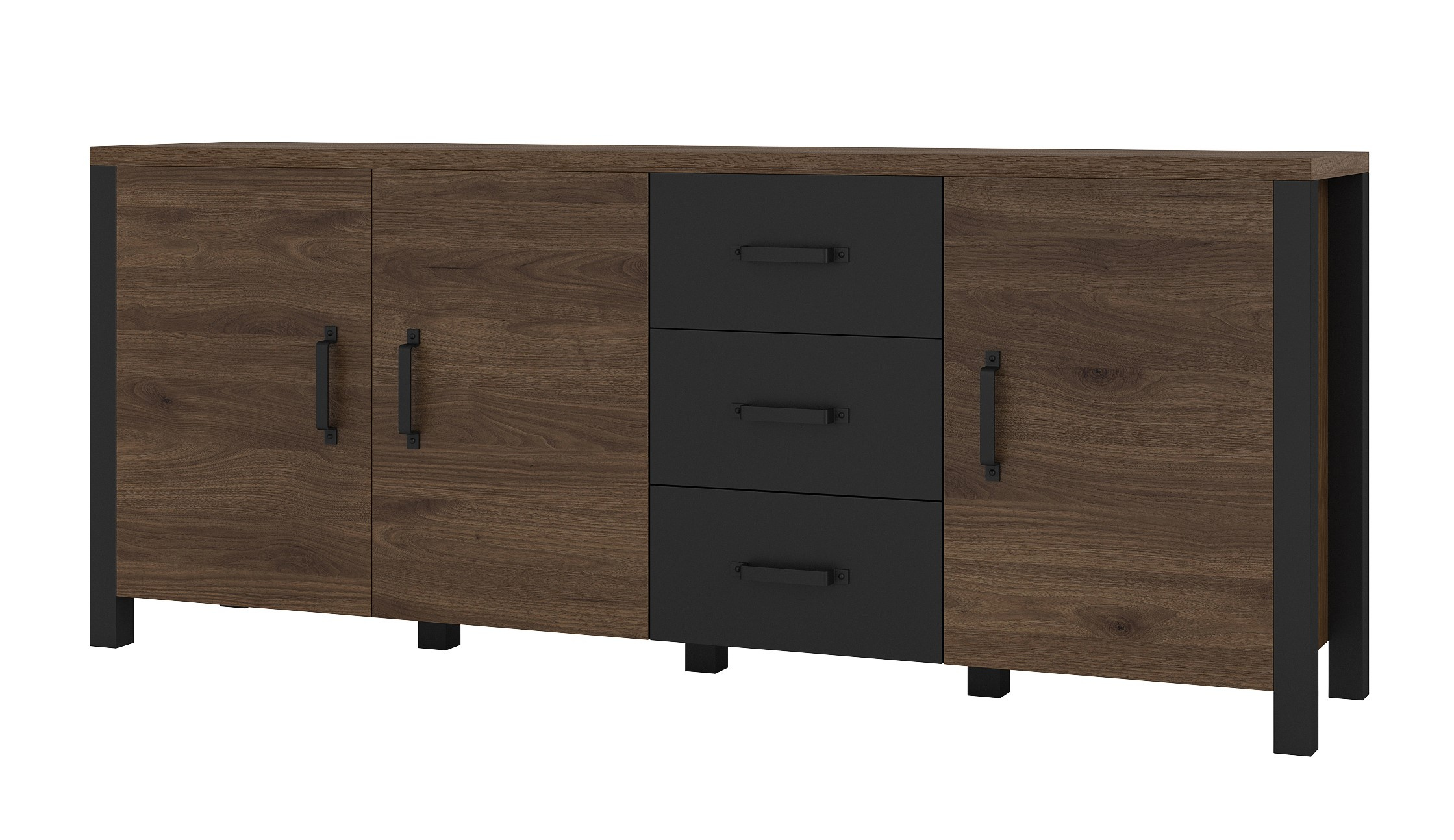 VENETI Breite kombinierte Kommode OKAL – okapi Nuss / schwarz 003-10-00251