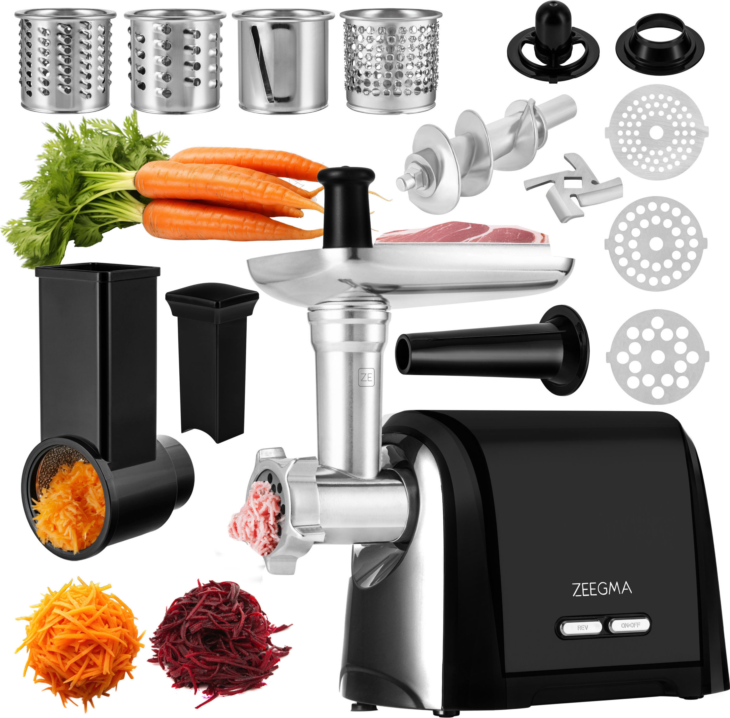 ZEEGMA MOLEN CHEF EASY Fleischwolf - 2100W Elektrischer Fleischwolf Mit Zubehör