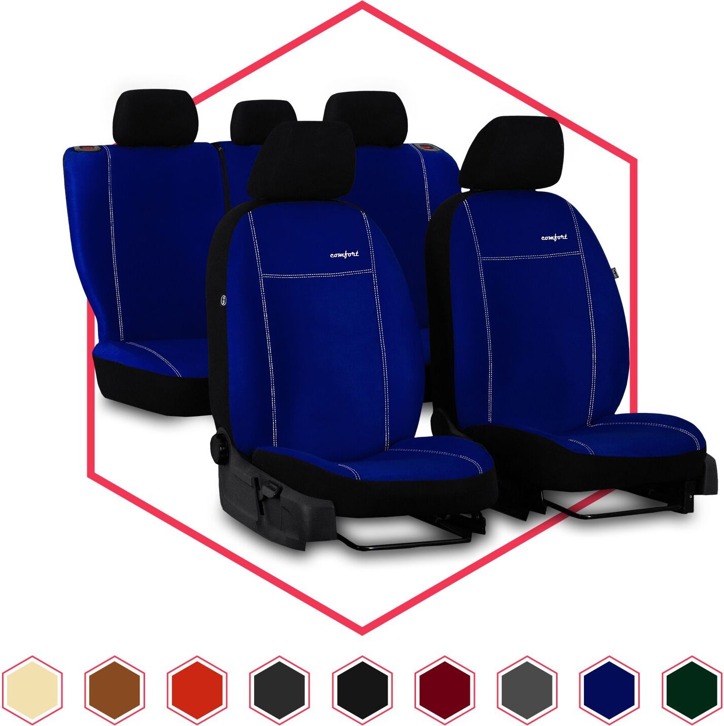 Saferide Sitzbezüge Auto Universal Schonbezug Bezüge für Volkswagen Golf III Blau Set PT-UNICOMK5212-007