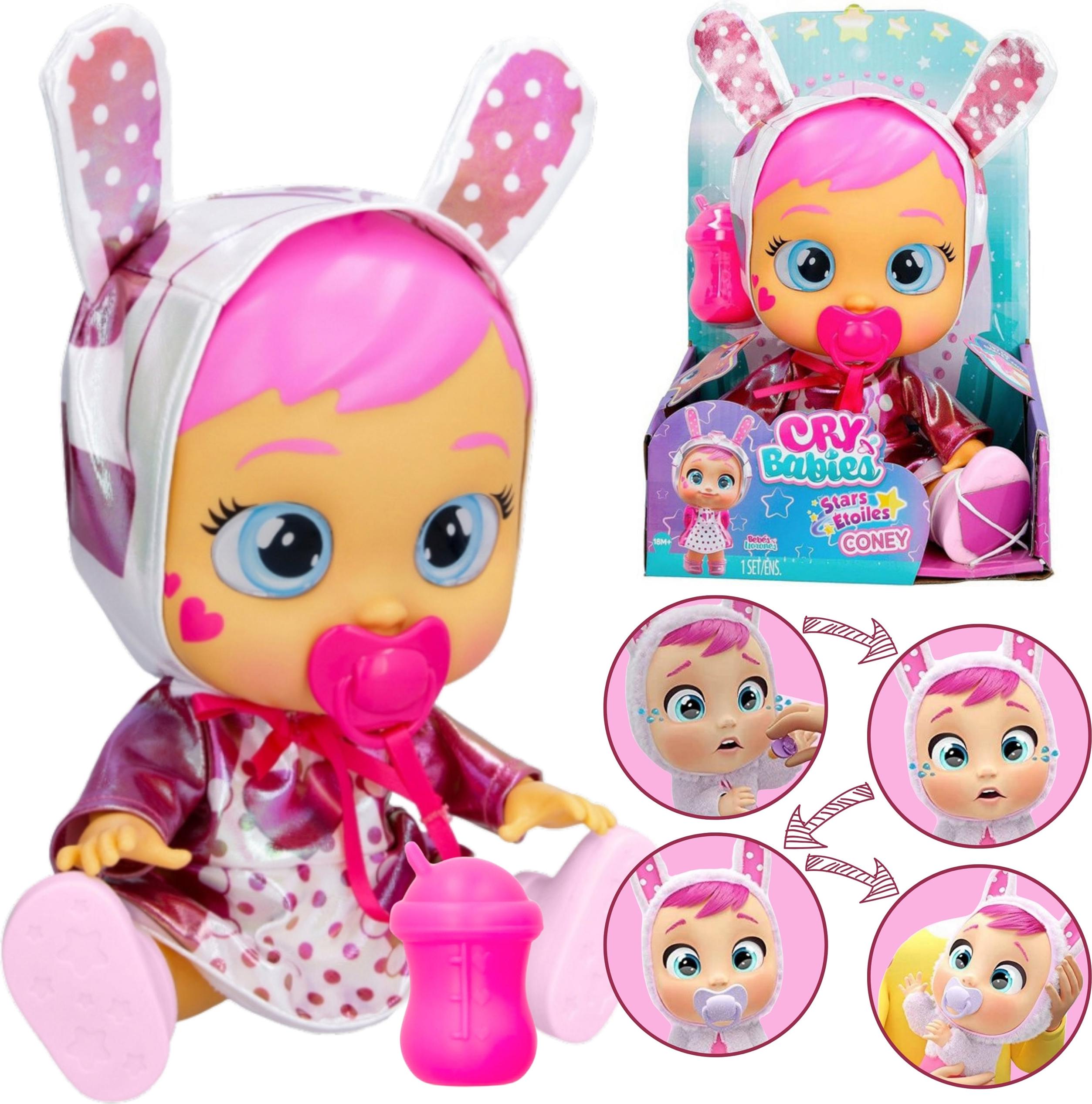 sarcia.eu Cry Babies WEINENDES Baby Stars Coney, Puppe + Zubehör GROß 30 cm, TRÄNEN UND GERÄUSCH