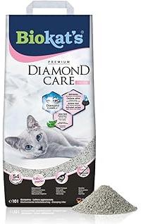 Biokat's Diamond Care Fresh Katzenstreu mit Babypuder-Duft - Feine Klumpstreu aus Bentonit mit Aktivkohle und Aloe Vera - 1 Sack (1 x 10 L)