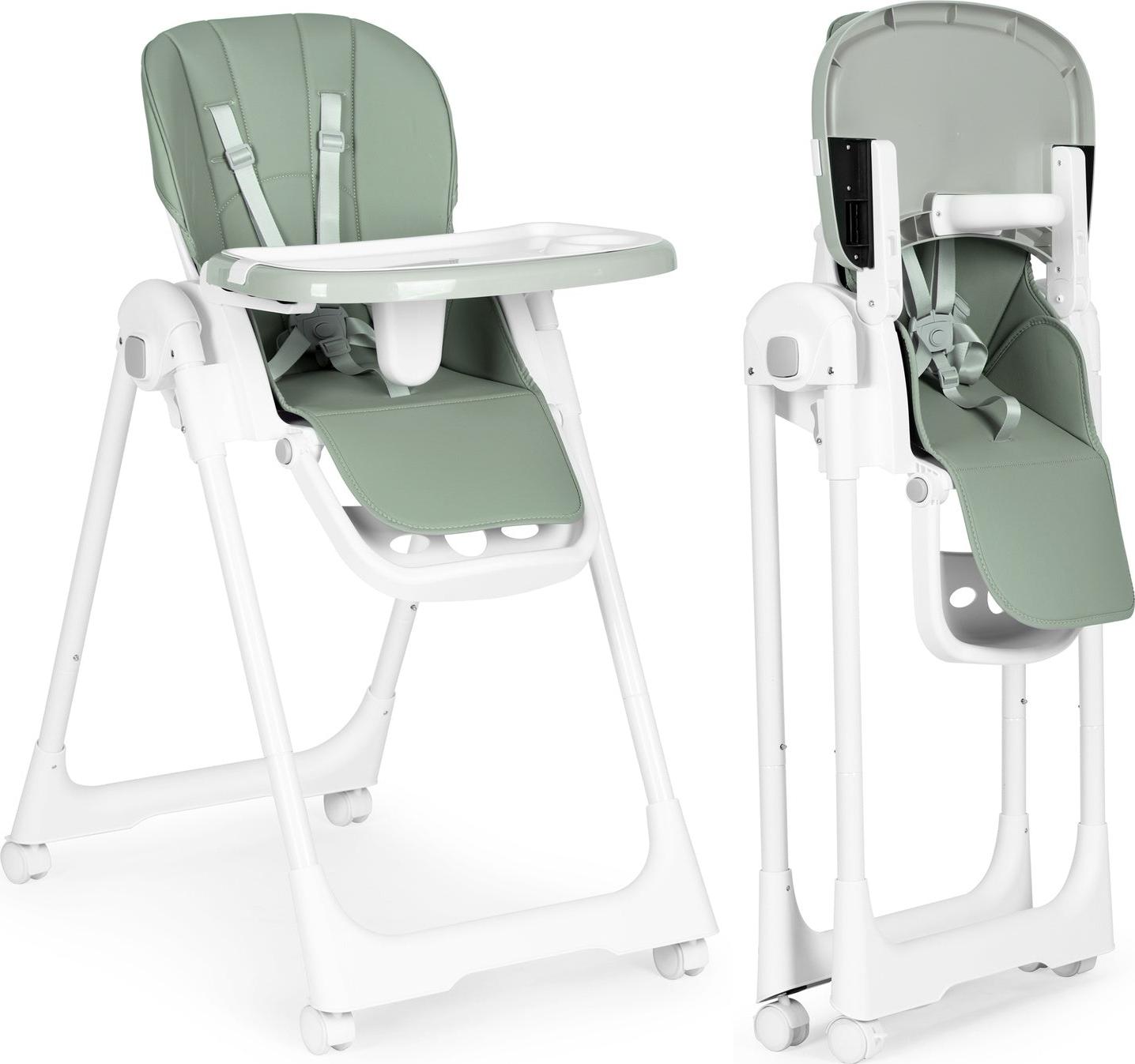 Hochstuhl, Fütterungsstuhl, höhenverstellbare gurte, Doppeltablett grün ECOTOYS