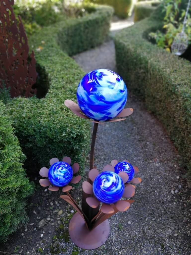 Ferrum Art Design Edelrost Glasblume Ferrum, blau