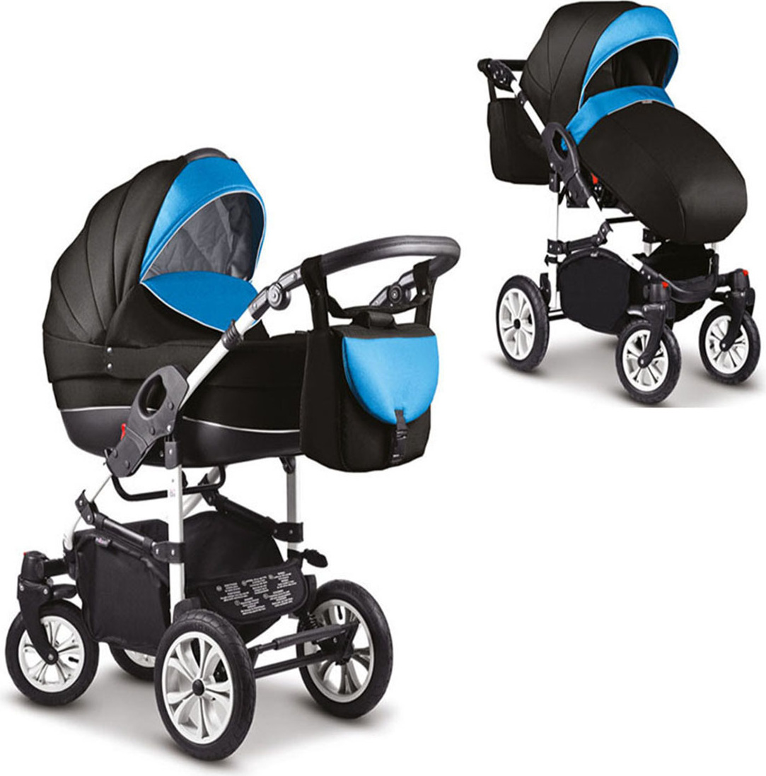 Kinderwagen-Set Craft 2 in 1 in Schwarz-Türkis - 13 Teile - in 18 Farben erhältlich