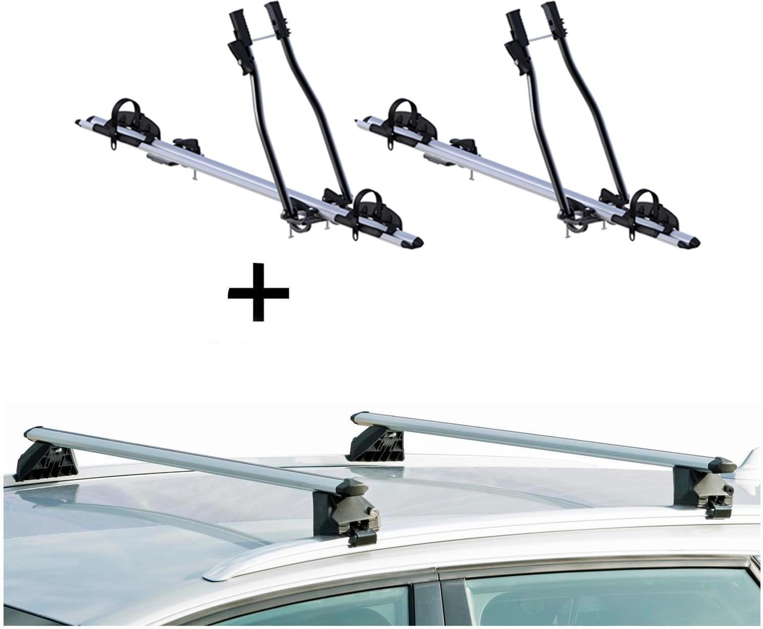 VDP 2x Fahrradträger SAGITTAR + Relingträger CRV120A kompatibel mit Dacia Logan MCV ab 13 VDP_2SAGITTAR_AUR157920_Logan