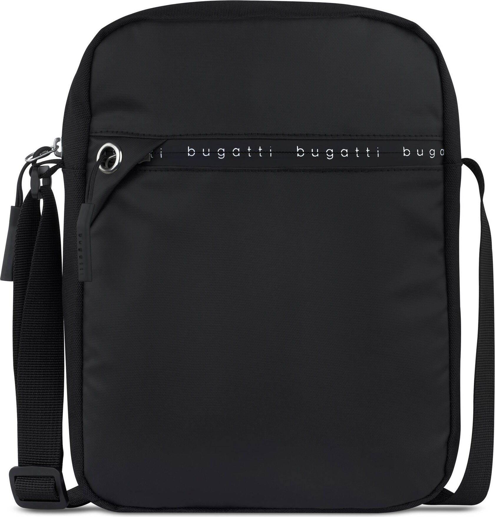 Borsa a tracolla Armani Exchange nera in similpelle martellata con tasca a parete esterna