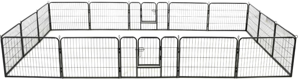 Ankonbej Hunde-Laufstall 16 Paneele Stahl 60x80 cm Schwarz