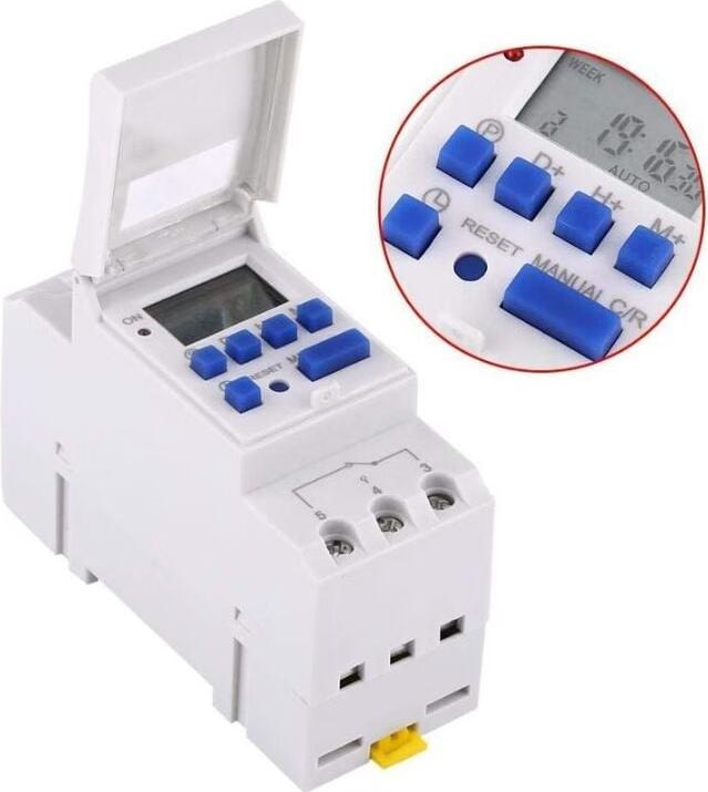 Meoiruery Programmierbarer Digitaltimer, Digitaltimer, LCD-Bildschirm, Wochentimer mit Programmierung, programmierbarer Digitaltimer für DIN-Schiene (220 V) KAU-ER-LYS-PH-20251121-302