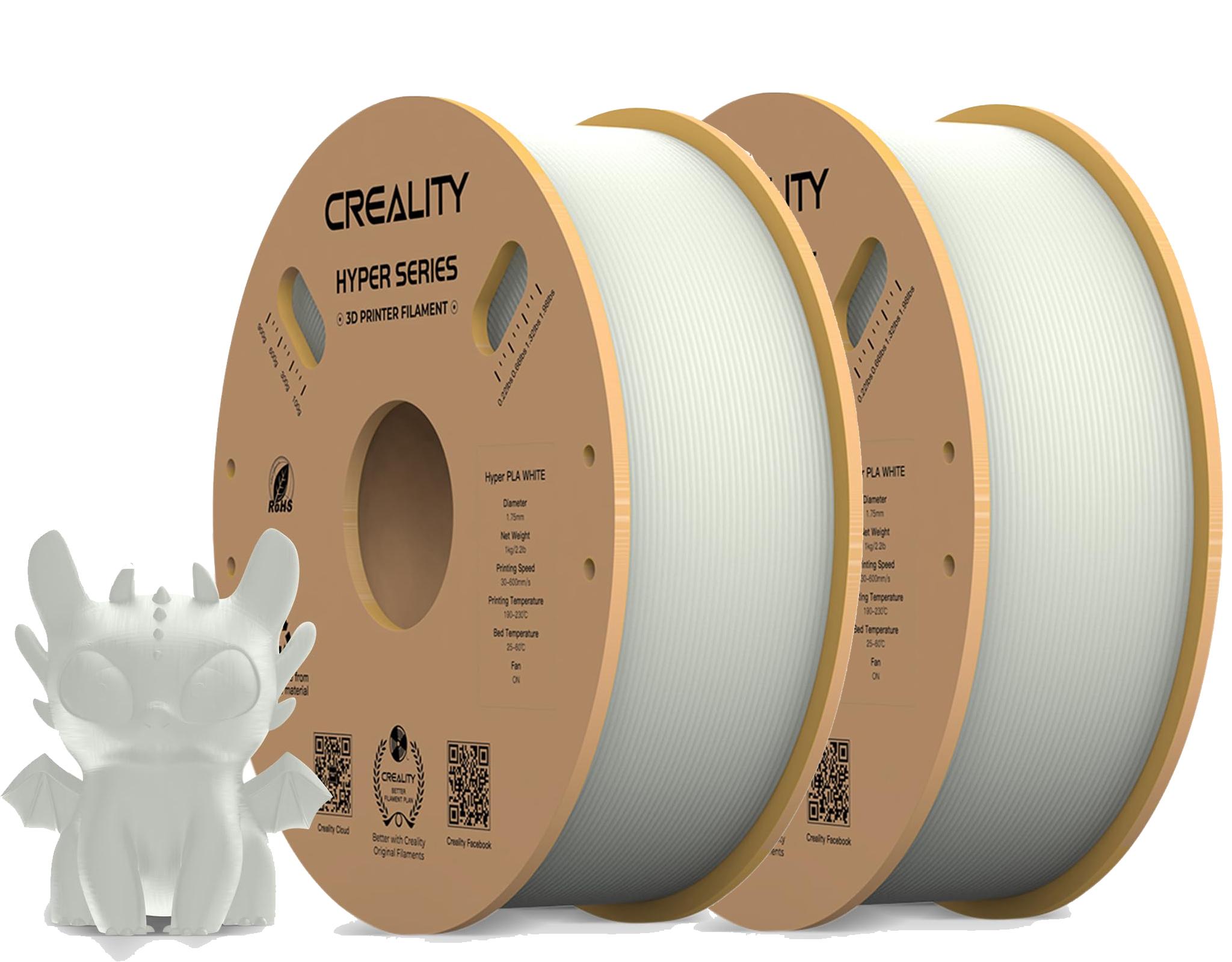 CREALITY 3D Creality Hyper PLA Filament Set, 1,75mm, 2KG für 3D Drucker, 2 x 1kg, - Weiß