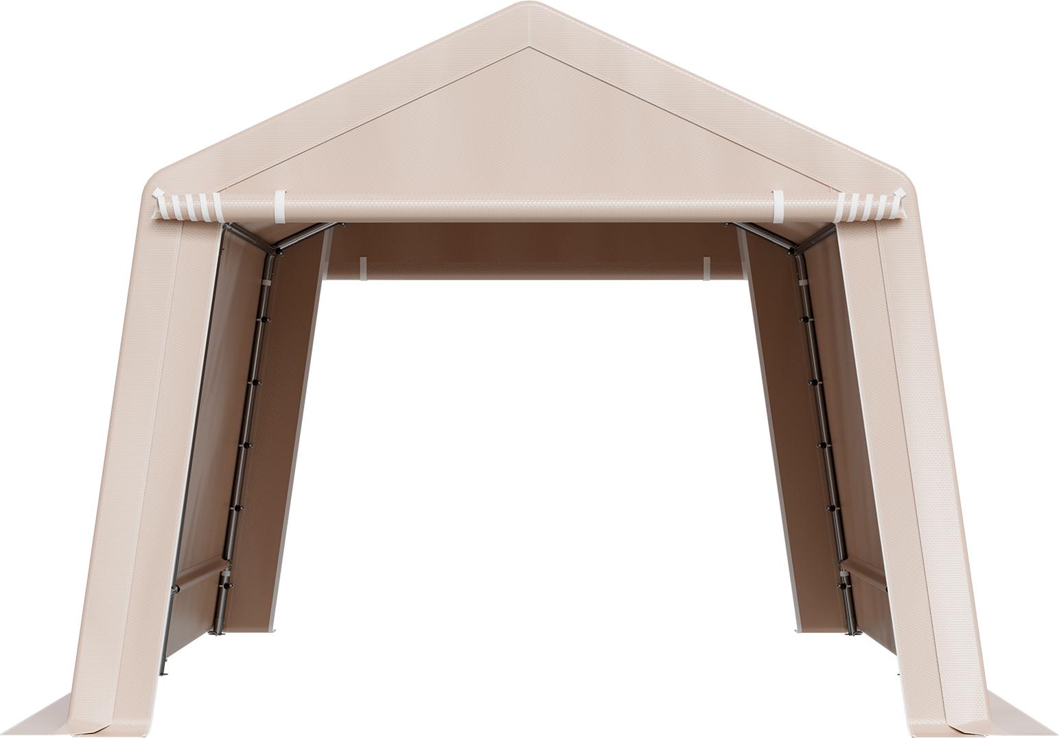 SucceBuy prístrešok na náradie 305x457x243 cm, garážový stan z PE, prístrešok na náradie, garáž na bicykle, záhradný prístrešok, prístrešok na auto, prístrešok na bicykle, garáž na motorku, kosačku a bicykel, sivá