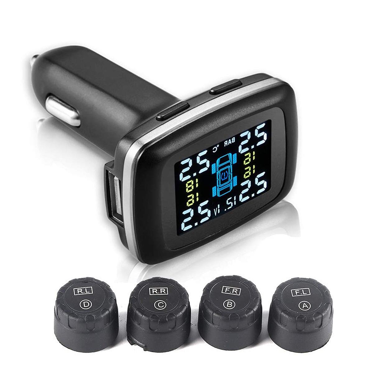 Slyrun Kabelloses TPMS Reifen-Überwachungssystem 4 Sensoren, Farb-LCD Display, 0-87 PSI, Echtzeitdruck & Temperatur KAUF-VIST-AM1397-004