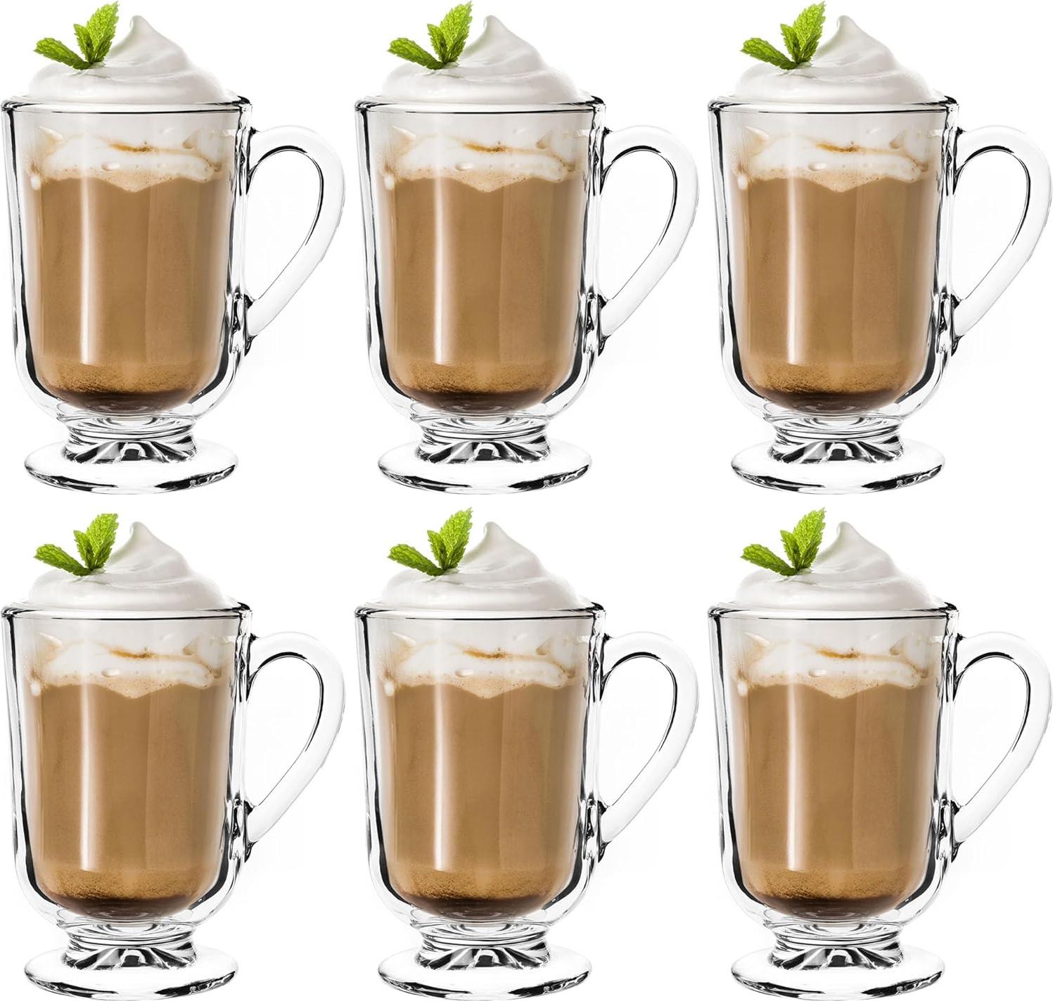 Markenlos Set von 6 Kaffeegläsern – 300 ml Klare Teegläser und Glühweingläser für Kaffee und Tee