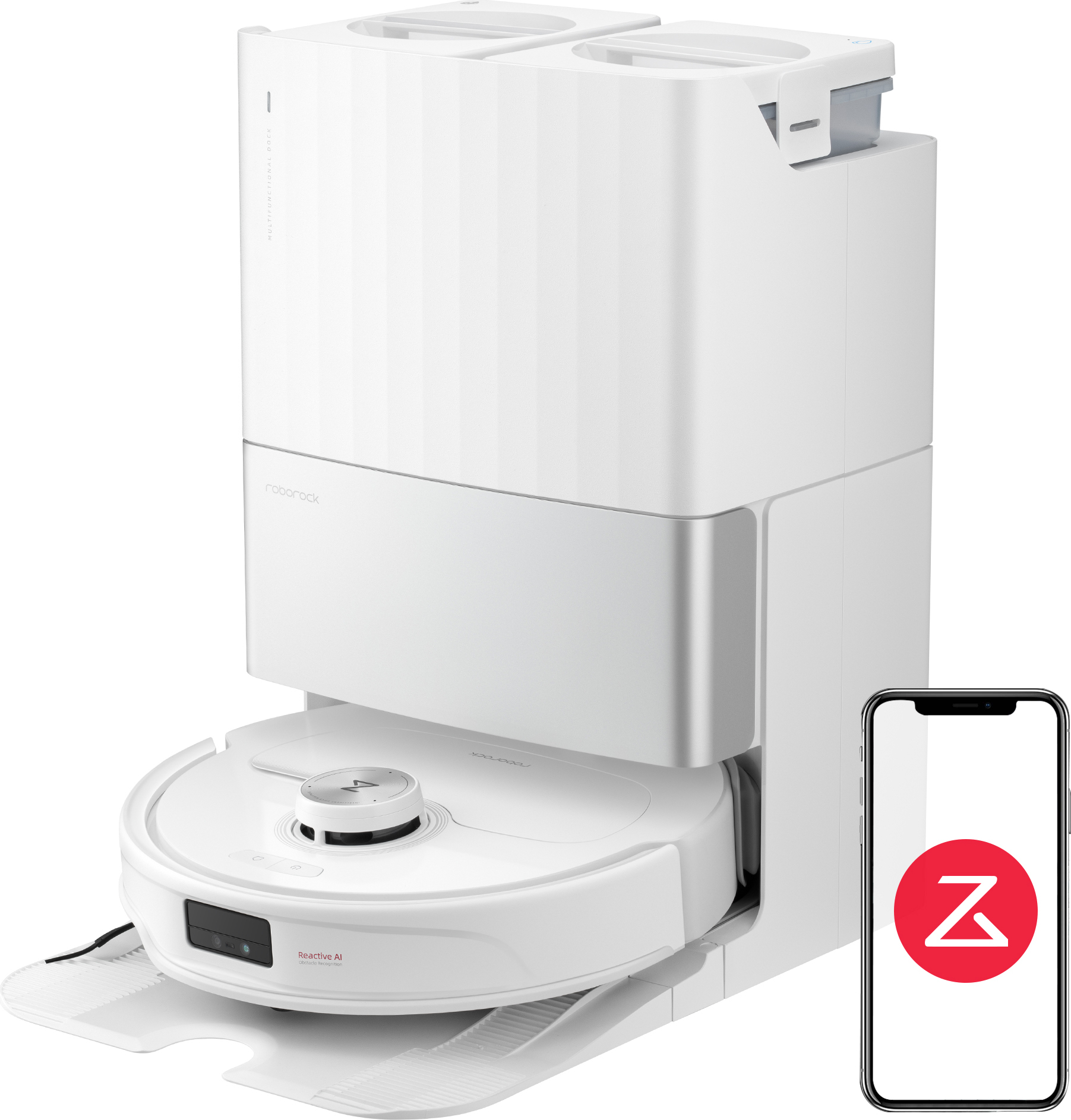 Roborock Qrevo Master Saugroboter 10000 Pa, AI-Hindernisvermeidung, 60℃ Heißwasser-Moppwäsche, FlexiArm, Hallo Rocky Sprachassistent, All-in-One-Dock