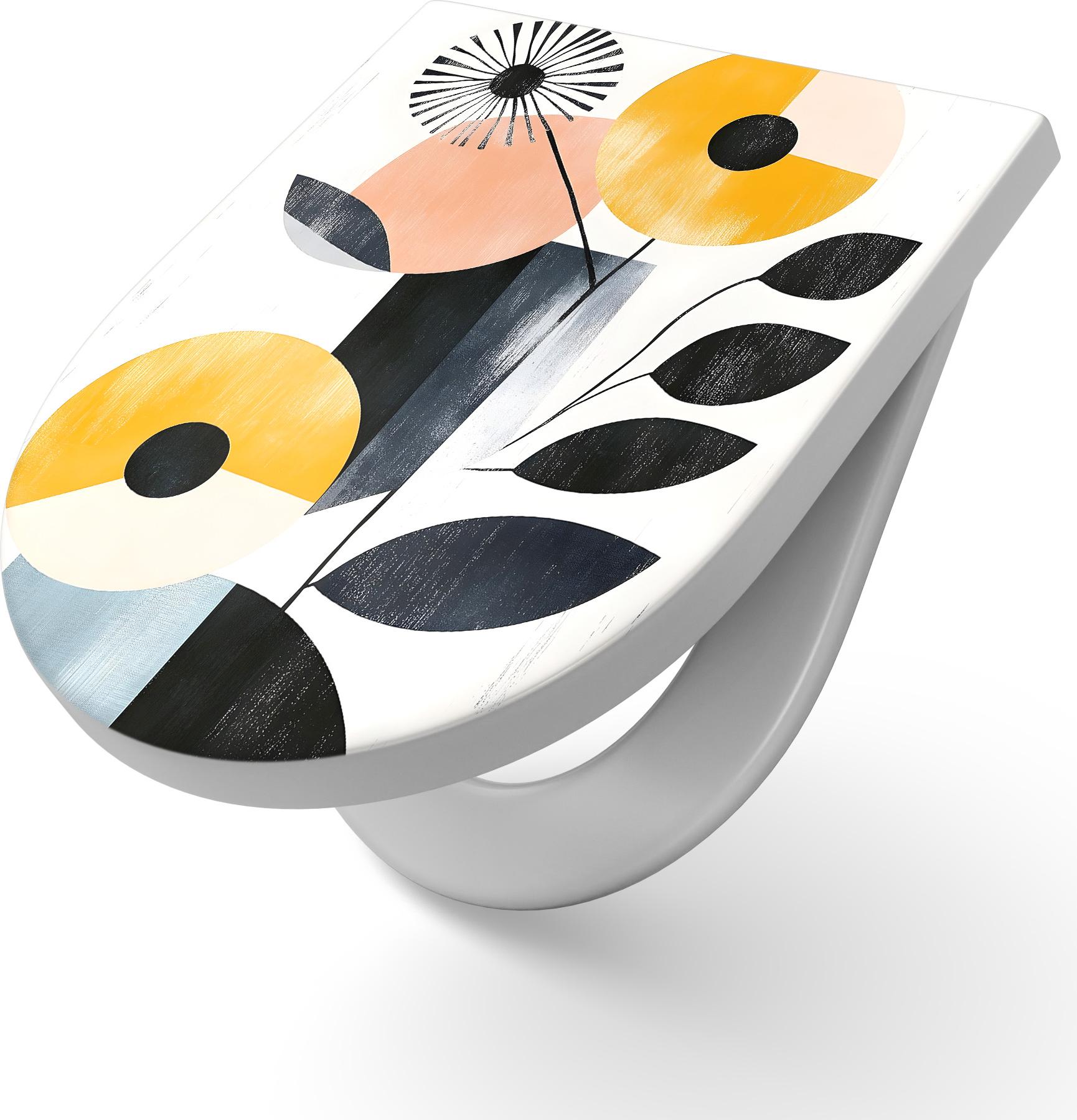 DEQORI WC-Sitz Duroplast 36,4x45,4 cm 'Struktur trifft Natur' Toilettensitz WC-Brille TS-36-45-SC-W-5628-UV