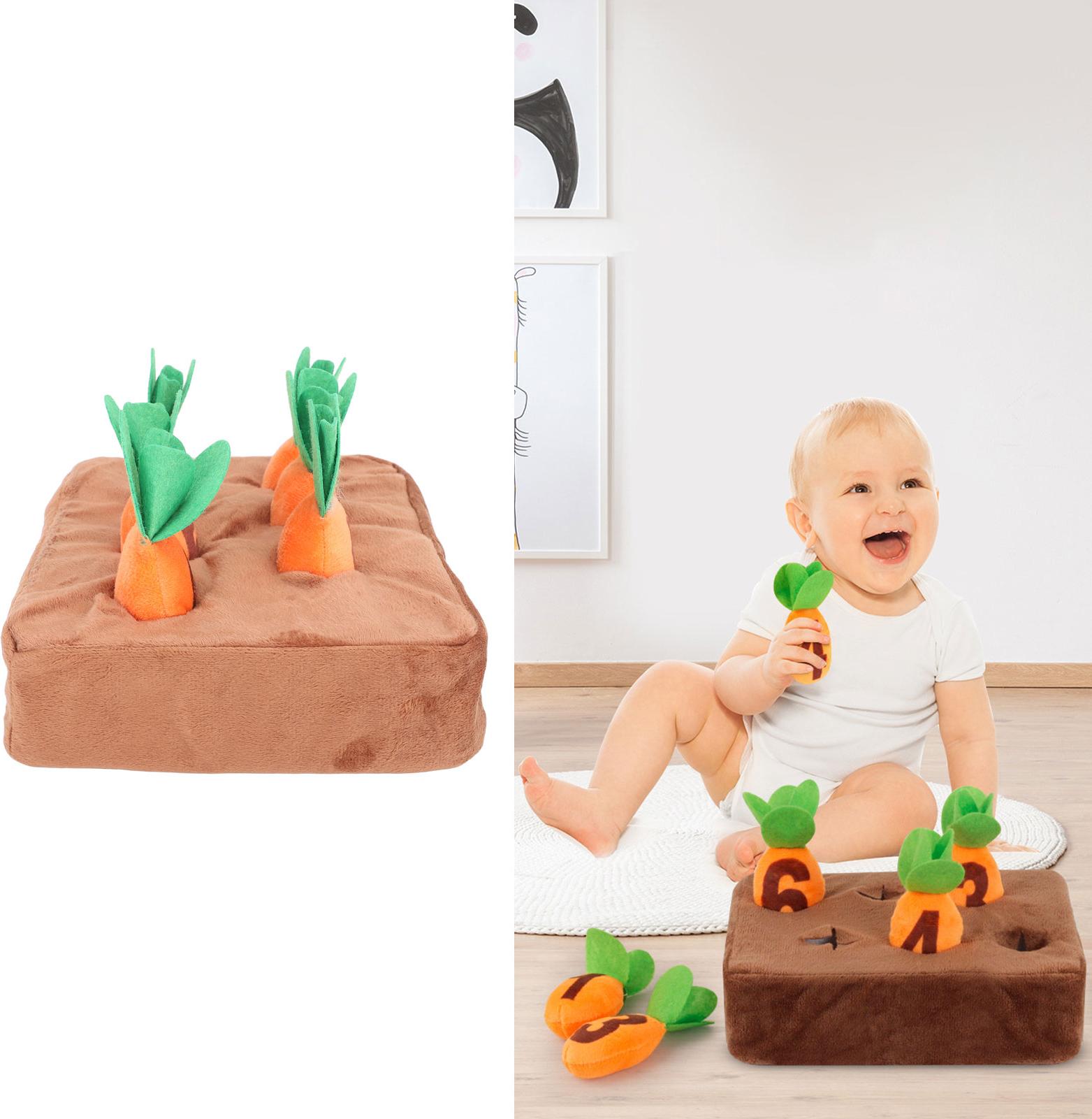 Gistuch Squeaky Carrots Enrichment Hundespielzeug, kaubarer, interaktiver Plüsch, Seek Carrot für Kinder