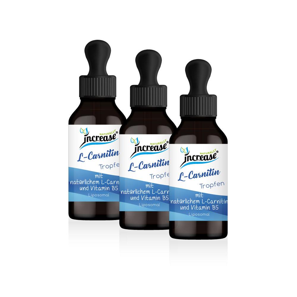 Increase Nimm 3, zahl 2 Aktion Liposomale L-Carnitin Tropfen hochdosiert - 4000mg L-Carnitin pro Tag (360.000mg L-Carnitin in 3 Flaschen) - Keto MCT Öl