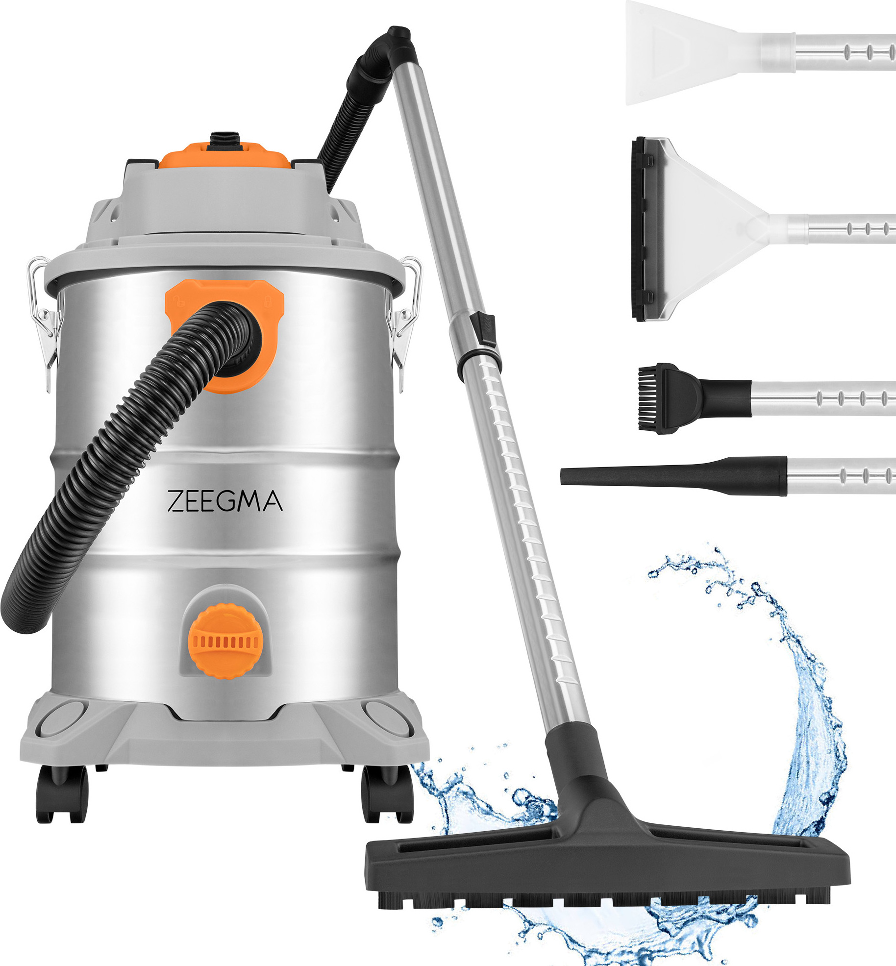 ZEEGMA Zonder Pro Multi priemyselný vysávač, 1600 W na popol, 25 l nádoba, filter v sade - strieborný