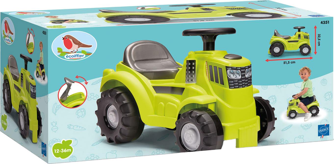 Ecoiffier Rutschauto Traktor grün - Spielzeugtraktor mit Stauraum 7600004351