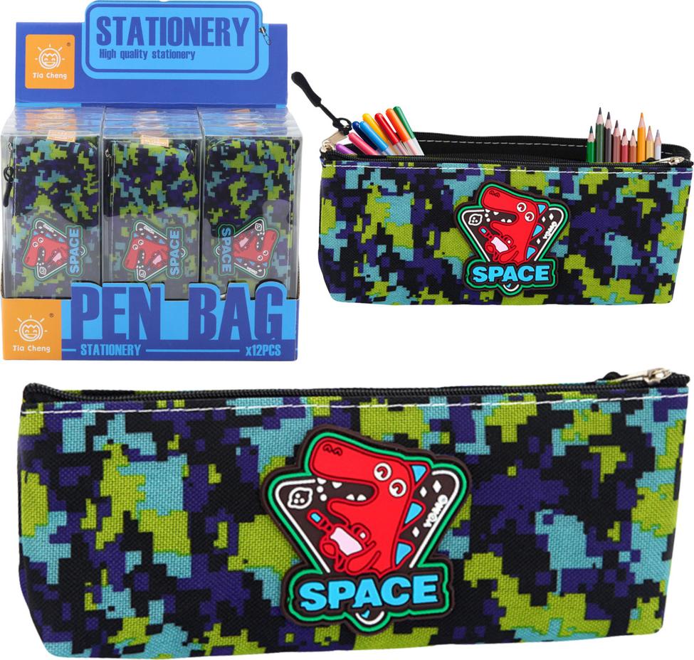 Lean Cosmic Dinosaurier Verpixelt Blau Grün 20X8Cm Federmäppchen