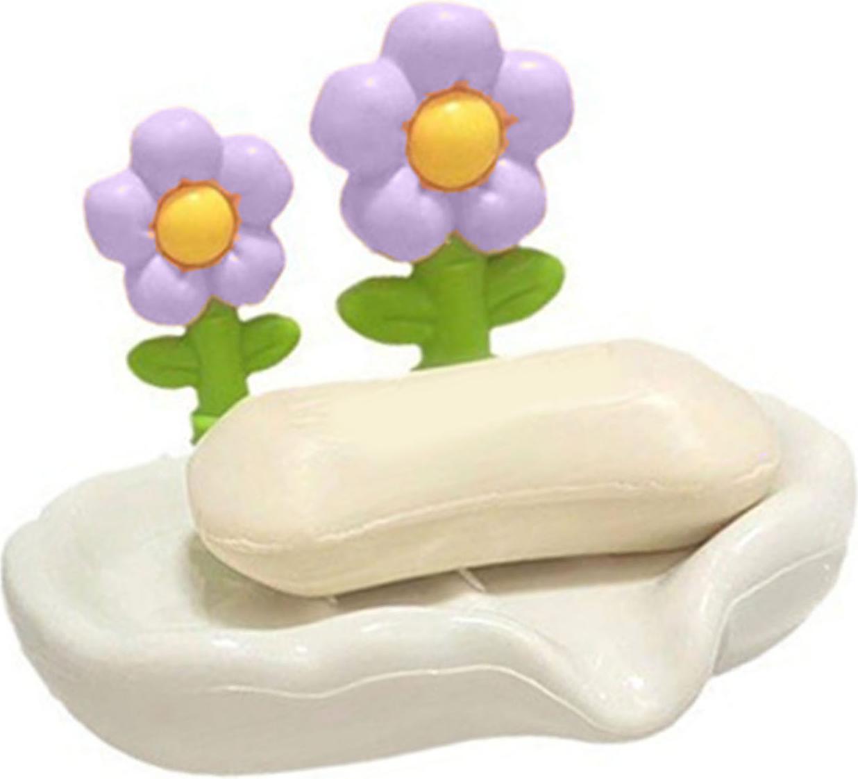 Cocosity Drain Soap Dish Household Draining Soap Box Soap Dish Holder Cute Bathroom Soap Holder Purple