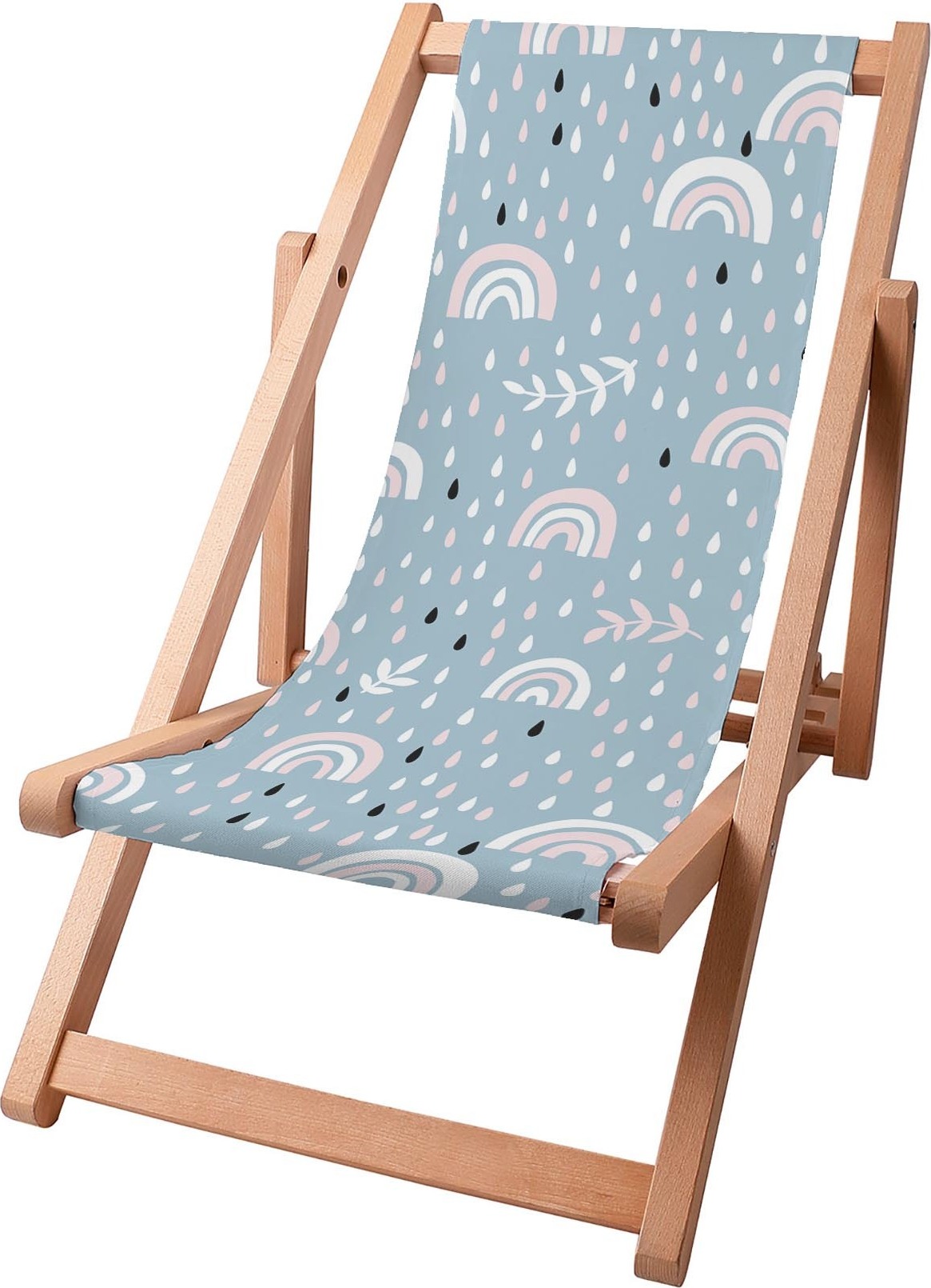 DreamRoots Kinder Campingstuhl Aus Holz - Klappbarer Liegestuhl Bis 130kg Für Garten & Strand