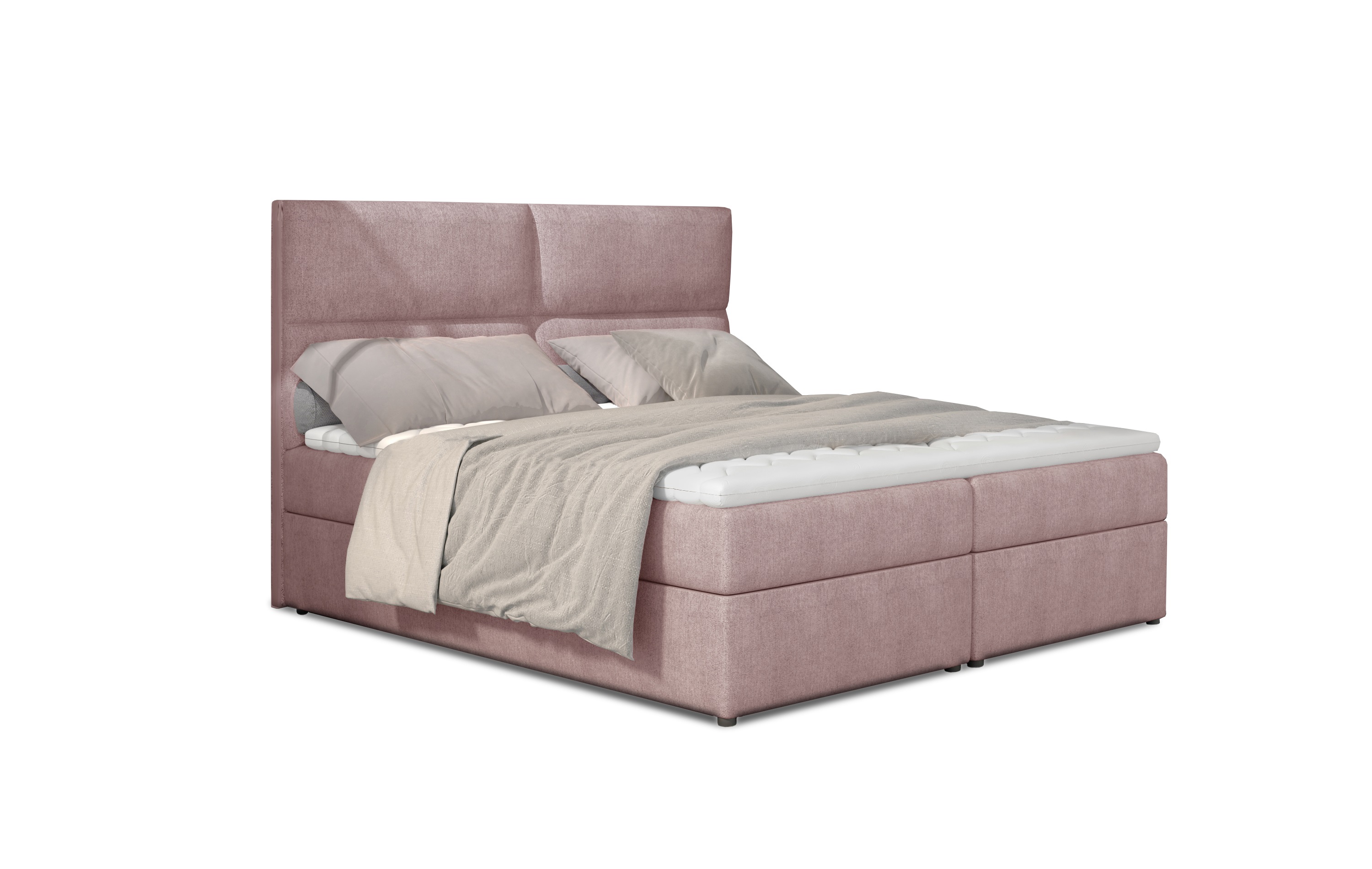 MOB, Manželská posteľ Boxspring 145 cm - Alyce (ružová) (s matracmi)
