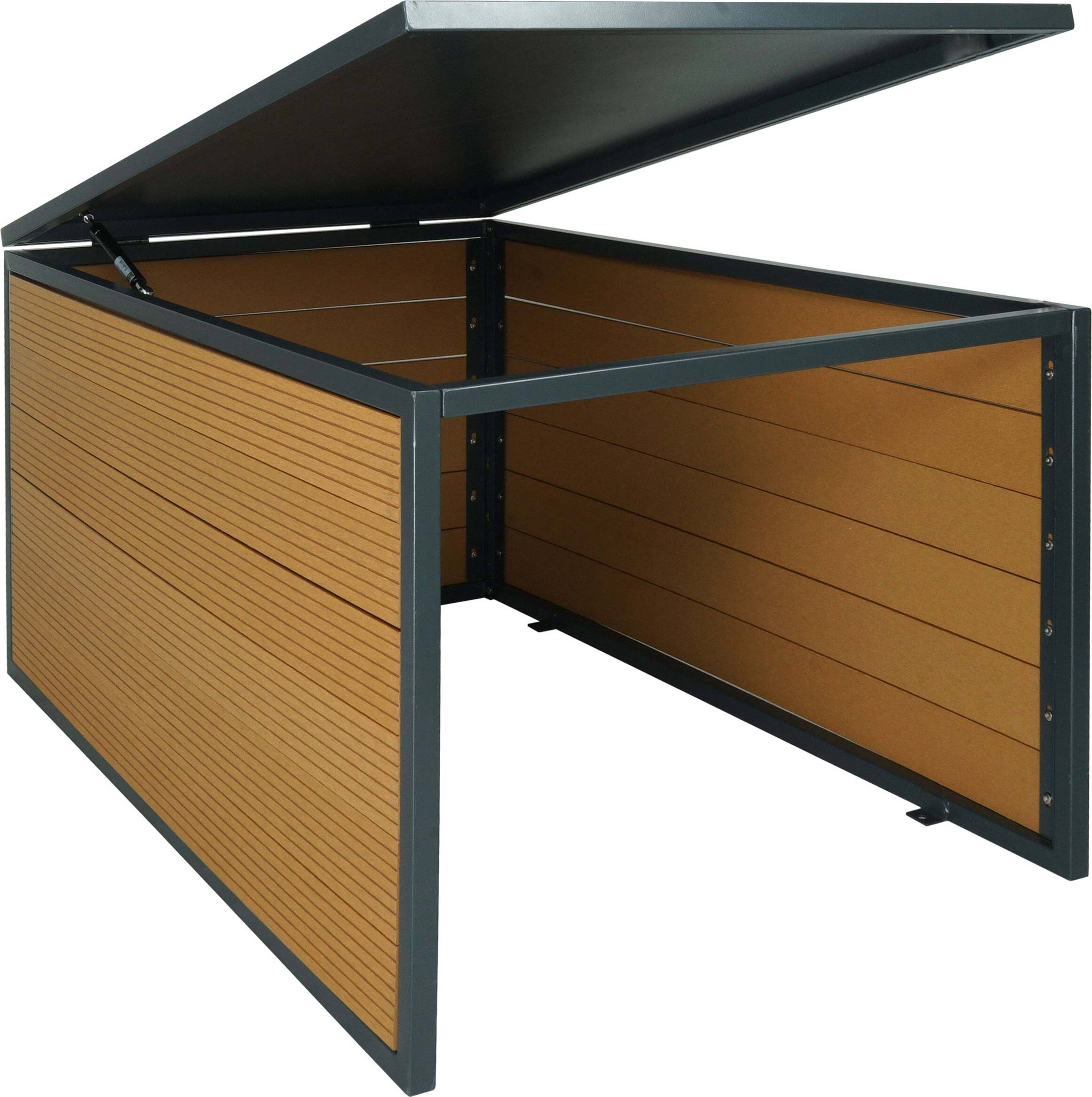 XL garáž pre robotickú kosačku s vekom HWC-L45, strešný prístrešok pre kosačku, WPC kov 43x70x90cm ~ dubový vzhľad