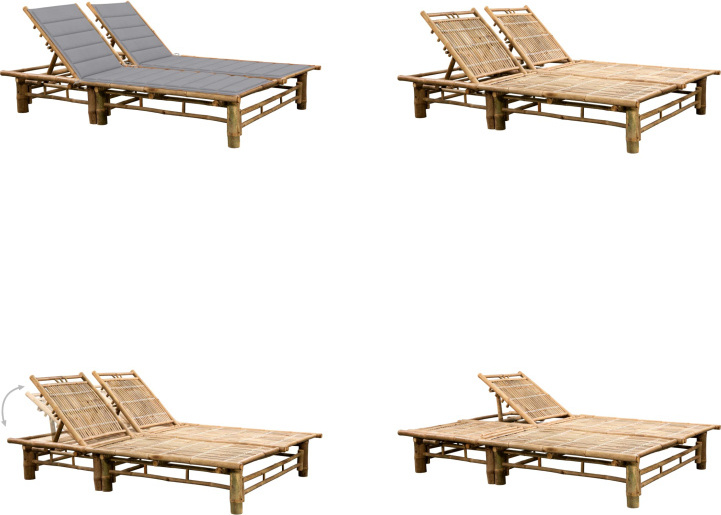 vidaXL Lehátko pre 2 osoby s bambusovými vankúšmi - Lehátko - Lehátka - Záhradné ležadlá - Záhradné ležadlá