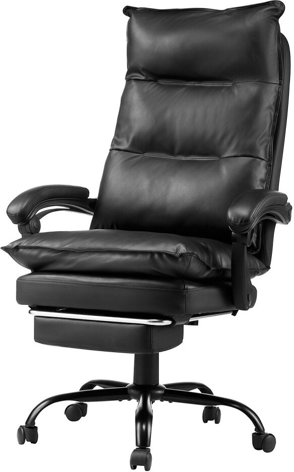 StarTech Premium Chefsessel Bürostuhl Hochlehner mit Fußstütze und Lendenkissen - Ergonomischer Stuhl in Schwarz - Komfort Büromöbel LBYEKZXKDJT46TCWNV0
