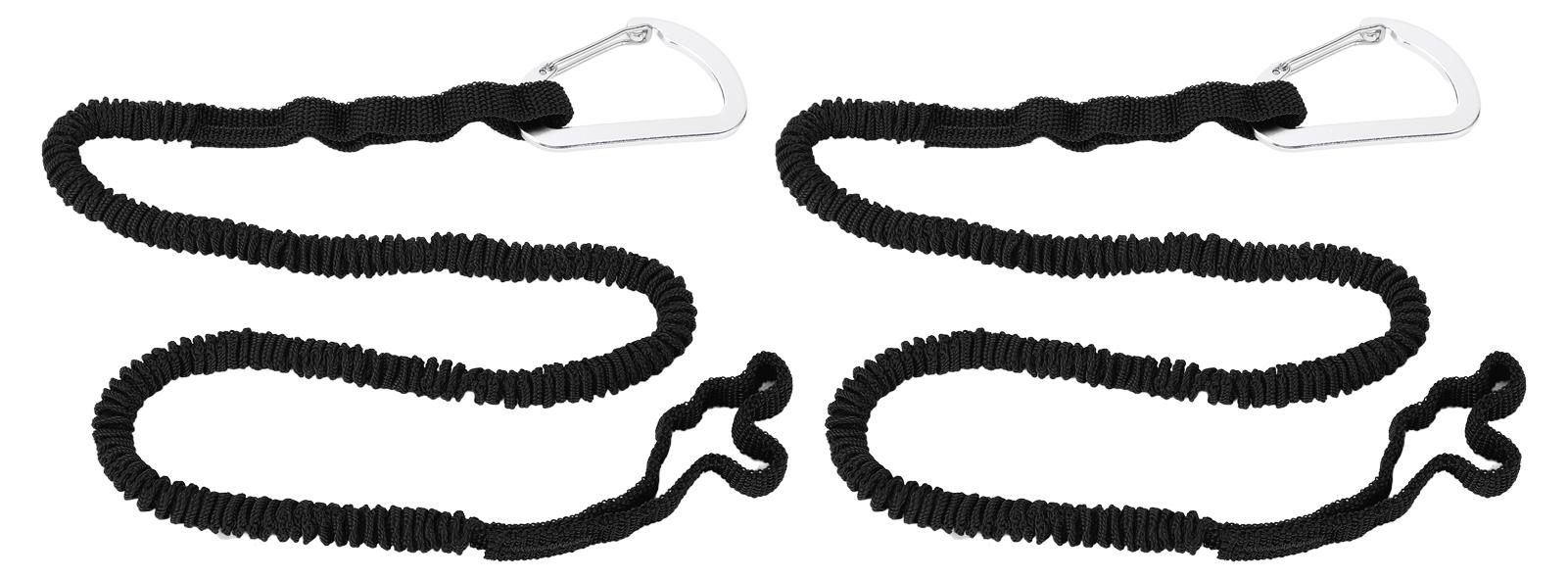 Gistuch 2 Stück Kajak-Paddel-Leine, dehnbarer Riemen, Lanyard-Seil für Kajakfahren, Bootfahren, Kanufahren, Angelrute, Angelrute, 91,4–1,8 m, Schwarz