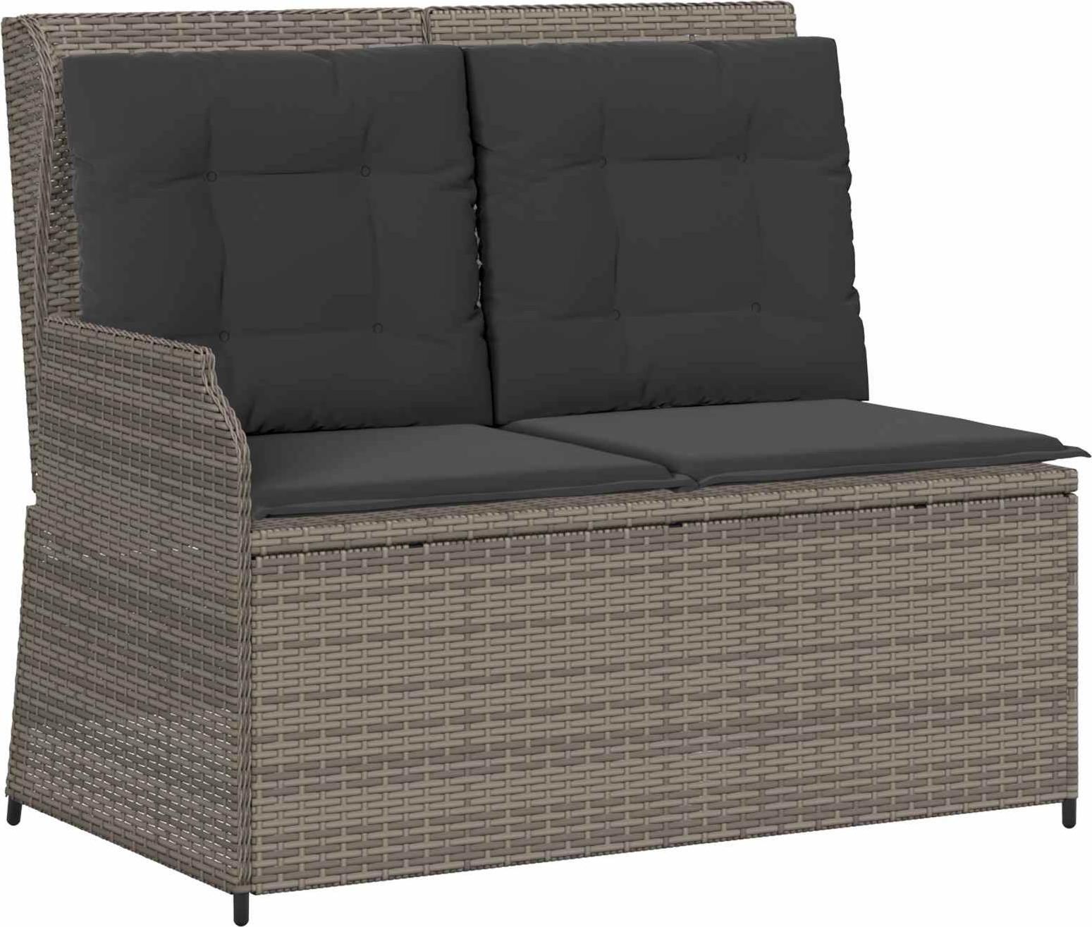 vidaXL Záhradná lavica z polyratanu šedá