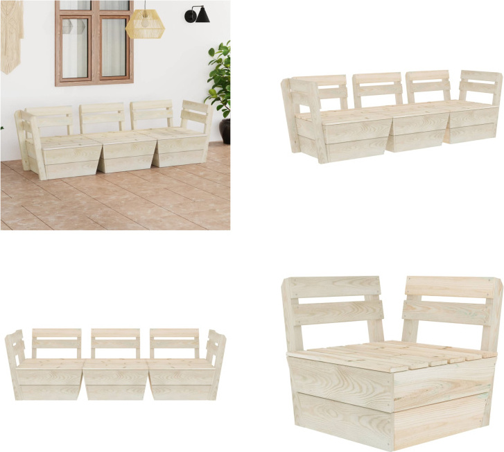 vidaXL Záhradná 3-miestna pohovka z paliet Impregnované smrekové drevo - Pohovka z paliet - 3-miestna pohovka - 3-miestne pohovky
