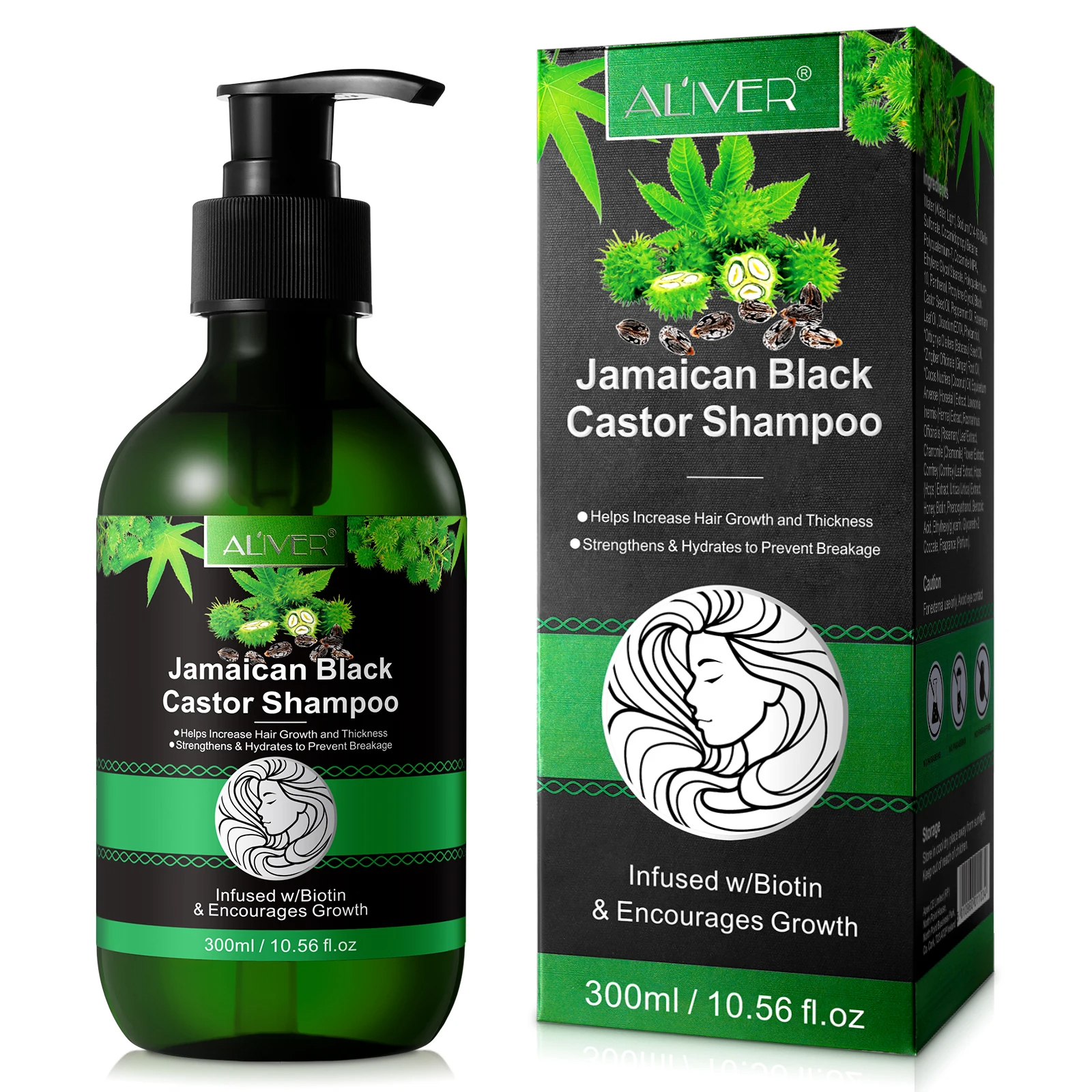 Aliver Jamaikanisches Schwarzes Rizinusöl-Shampoo für Haare – 300 ml