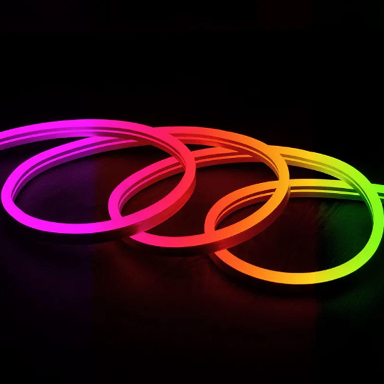 EUROXANTY Flexibler LED-Streifen Neon | LED-Streifen zum Einbauen | mit Netzteil | LED-Streifen | Küchenled Streifen | Neon flexibel innen | 5 Meter | RGB