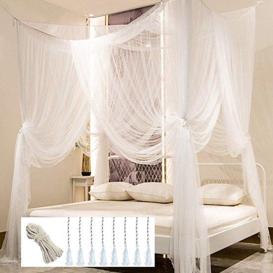 OEM Doppelstock-Zelt für Doppelbett mit 4 Ecken - elegantes Doppelstock-Zelt Bett-Überdachung - Haken und Profi-Seil für Netze - Doppelstock-Zelt/Queen/Kingsize (Weiß) 2026