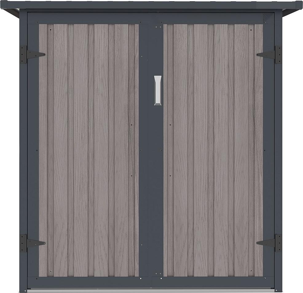 Vente-unique Metall-Fahrradunterstand aus verzinktem Stahl - Holz-Optik - 2,8 m² für 2 Fahrräder - NIKI
