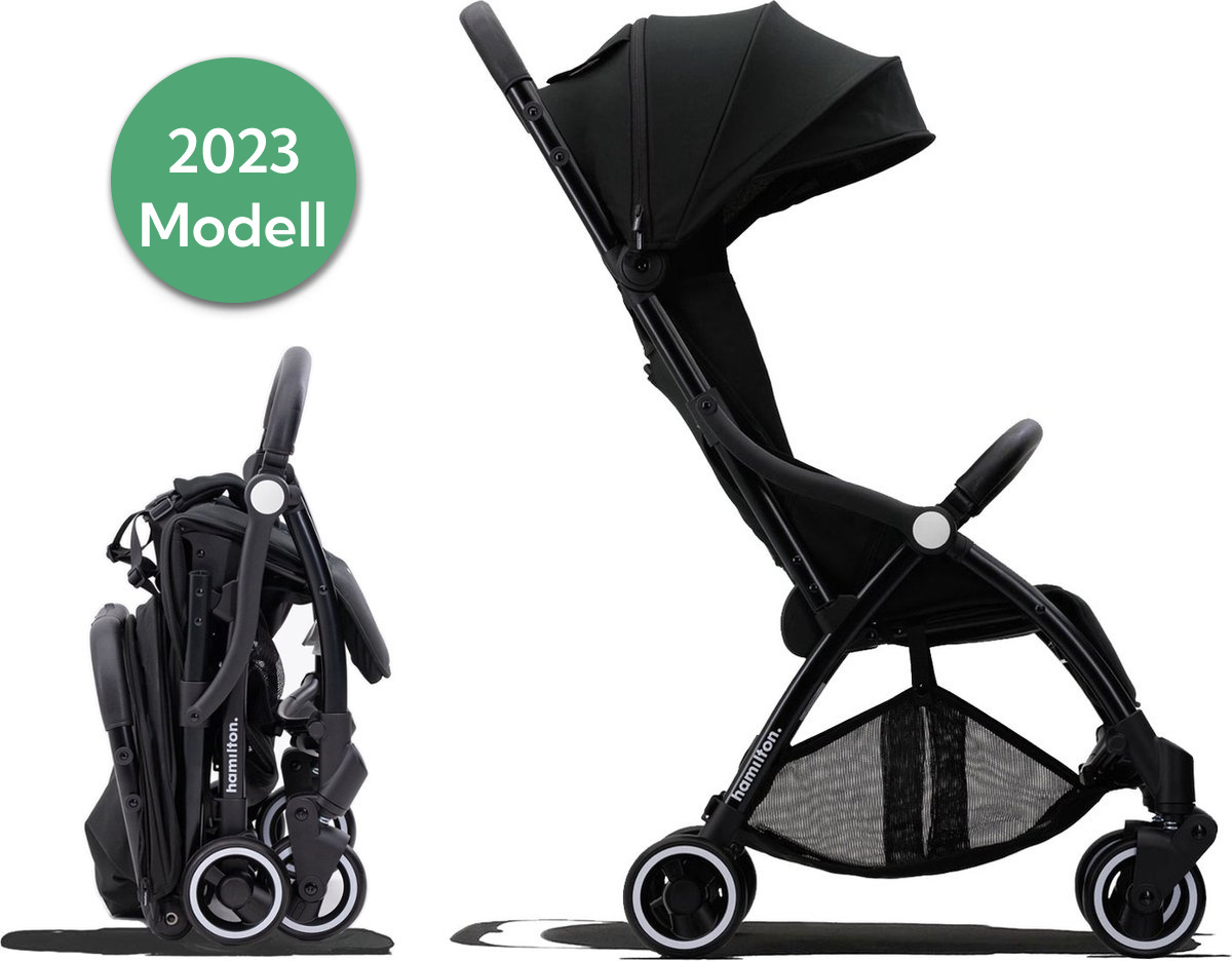 Kinderwagen Hamilton by yoop X1 Plus Schwarz - Leichtgewicht Buggy - MagicFold™ Technology X1-Black