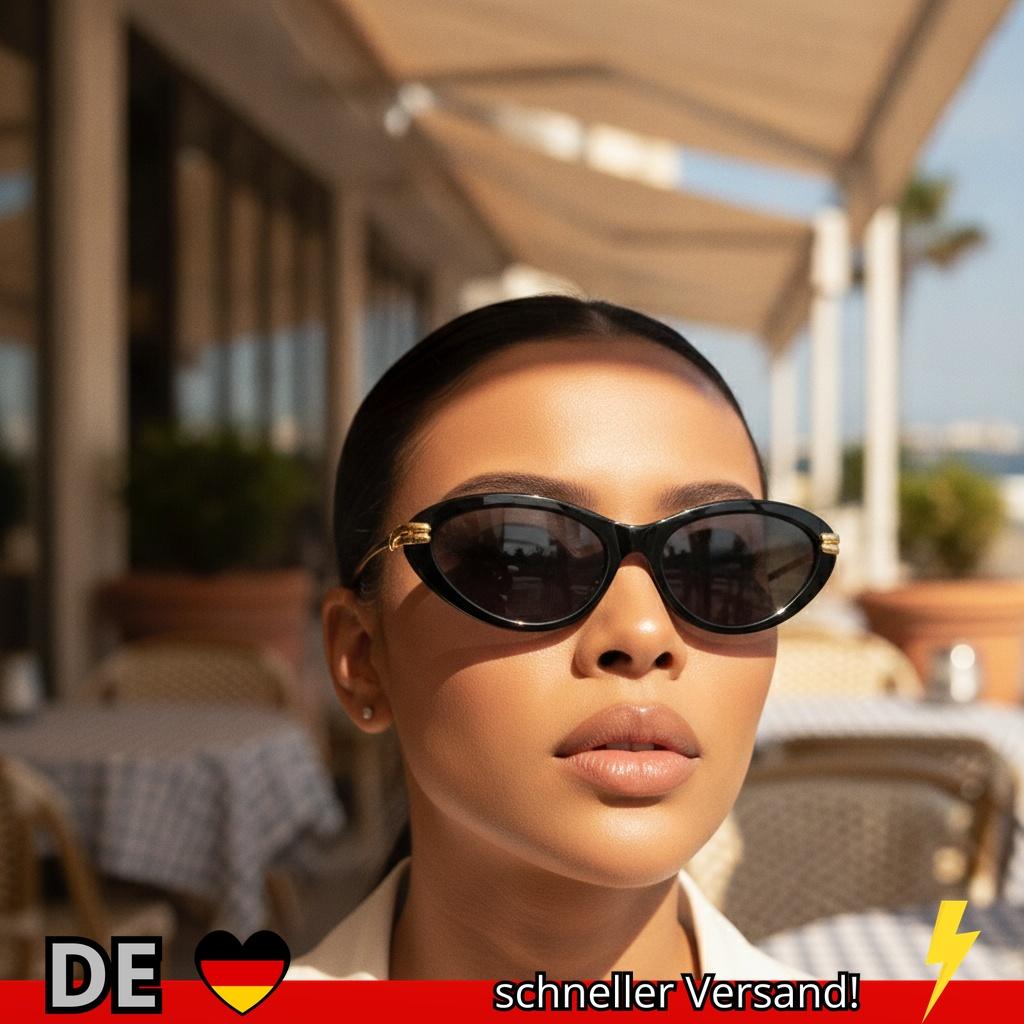 BlueBlack Trendige Luxusmarken Damen Cat Eye Schildpatt Sonnenbrille UV400 Ovale