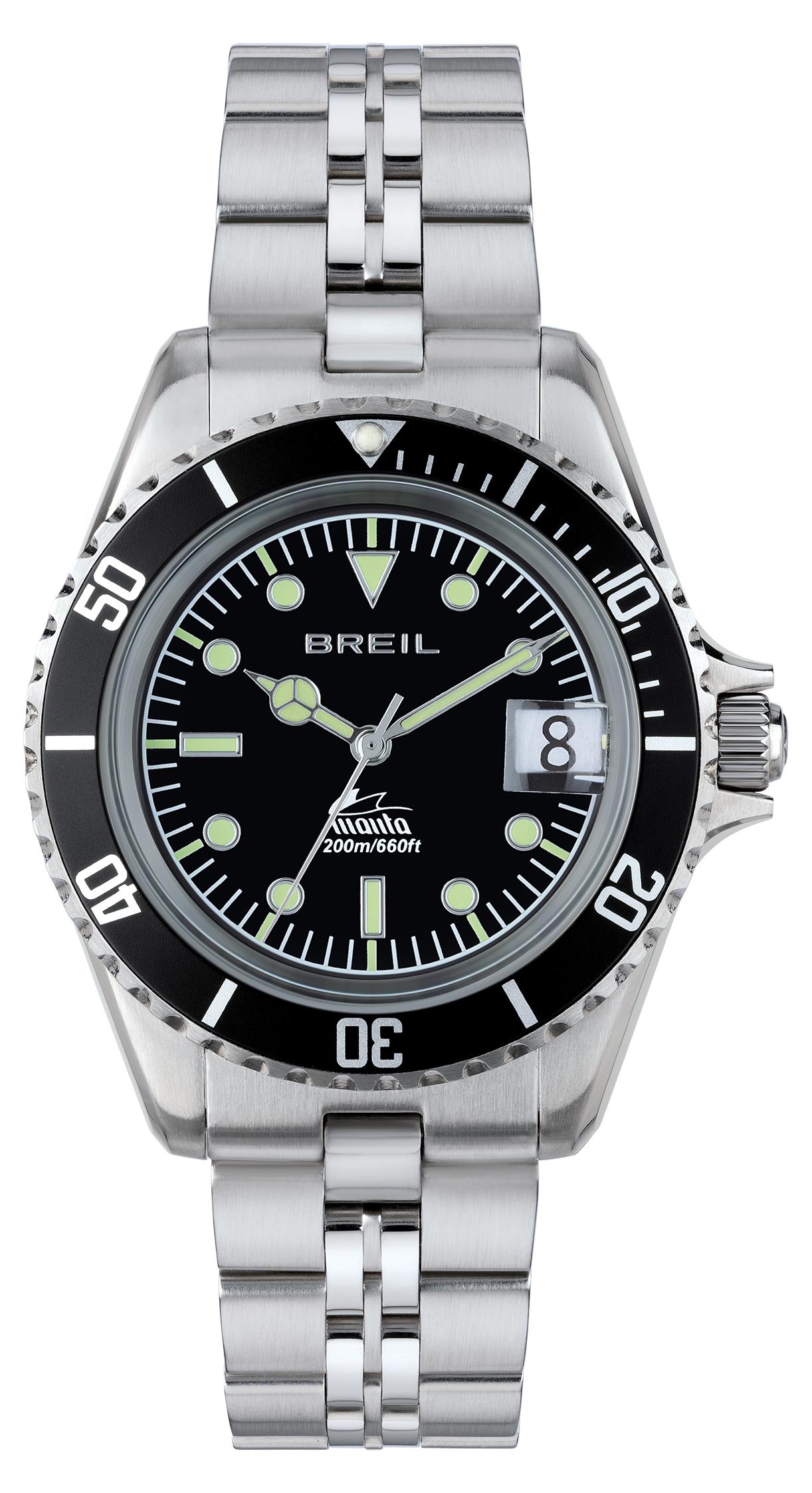 Breil, Manta Heritage Collection, Herrenuhr mit Stahlarmband, Wasserdicht, Quarzwerk, 38 mm Gehäuse, Taucherschließe mit Druckknöpfen und Sicherheitsverschluss TW2088