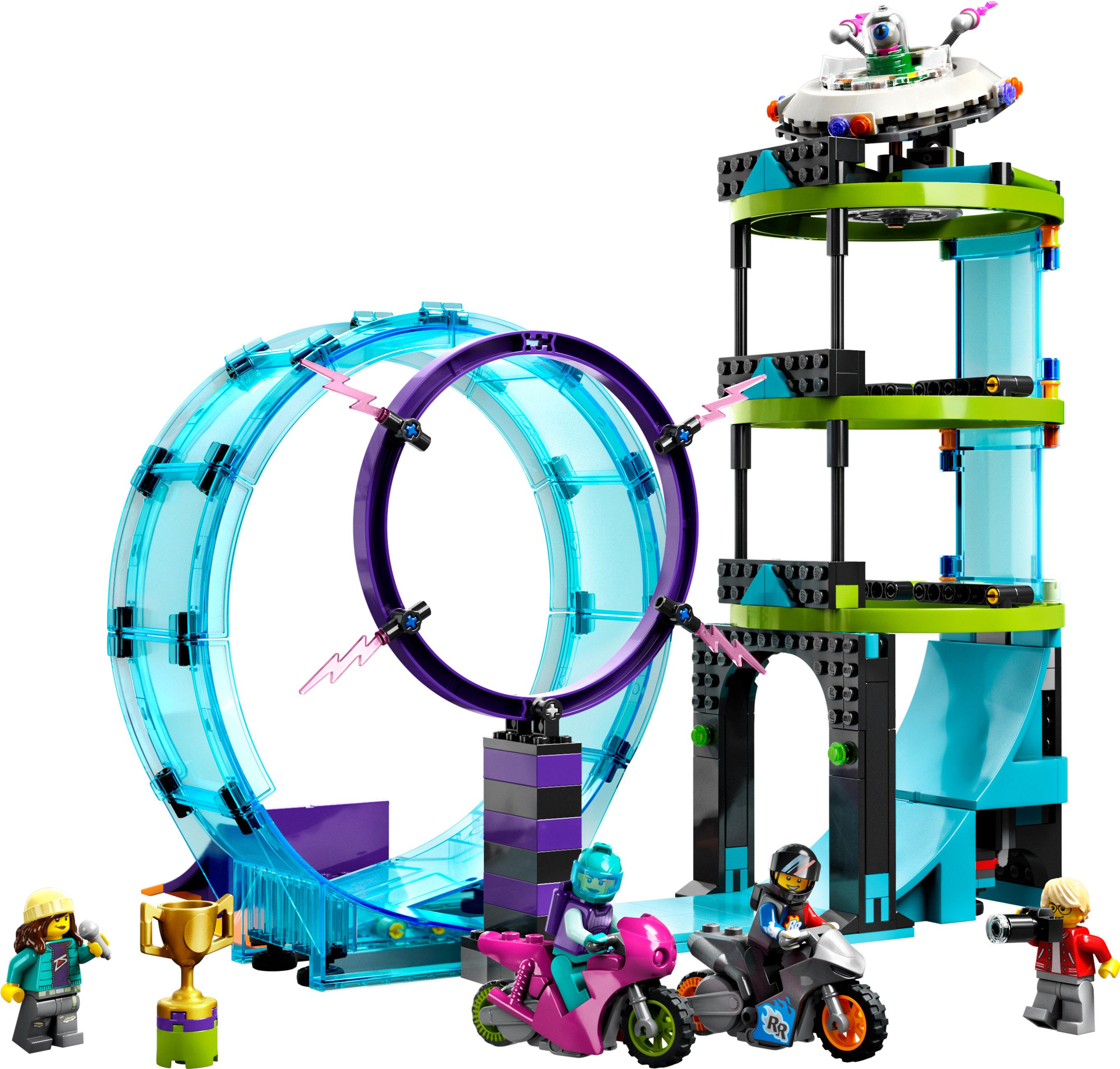 LEGO 60361 City Stuntz Ultimative Stuntfahrer-Challenge, 3in1 Stunts für 1 oder 2 Spieler Action, mit 2 schwungradbetriebenen Spielzeug-Motorrädern für Kinder, 2023 Set