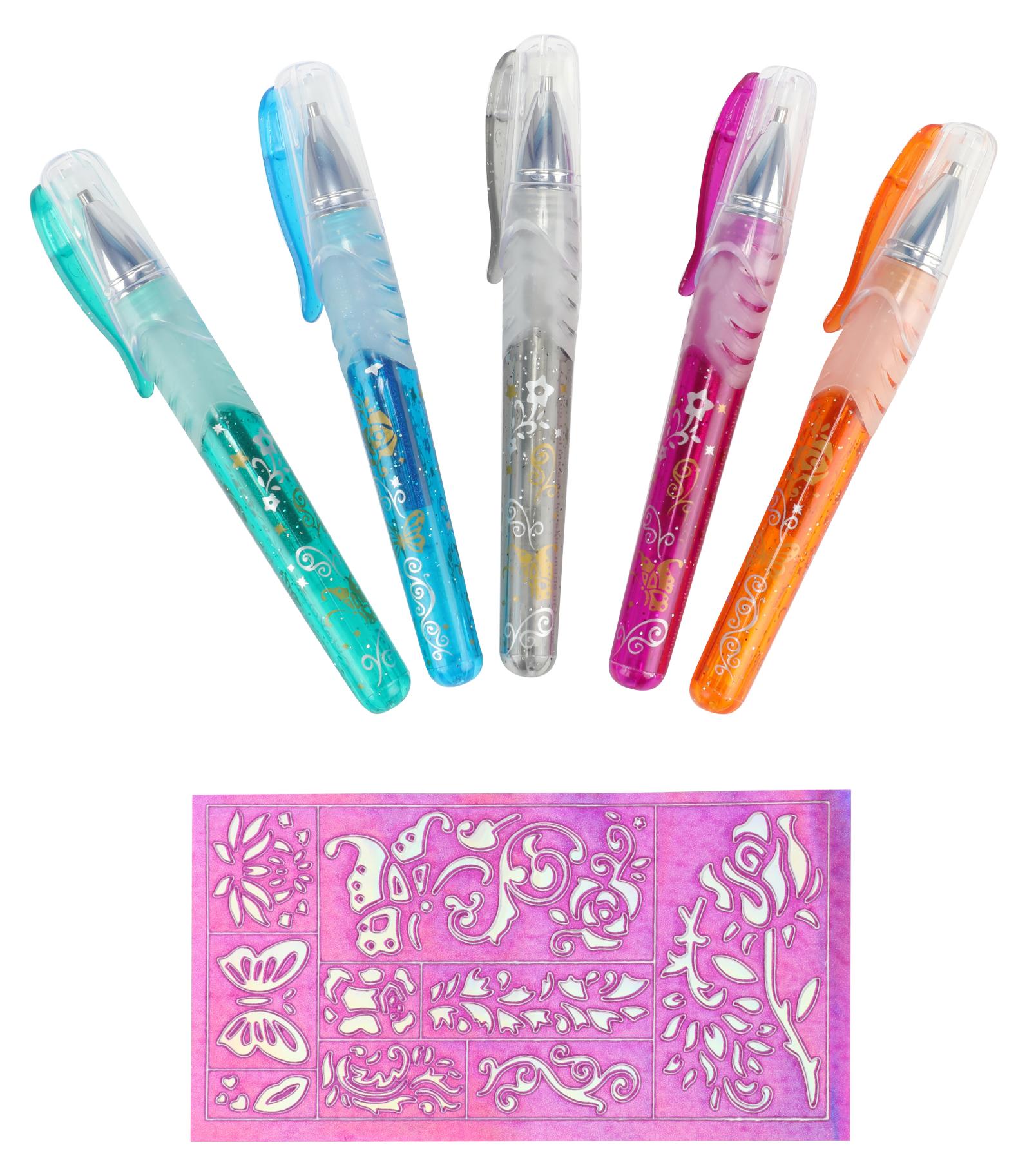 Toi-Toys 45622A - 5 Tattoo Gelstifte Glitzerstifte Malen