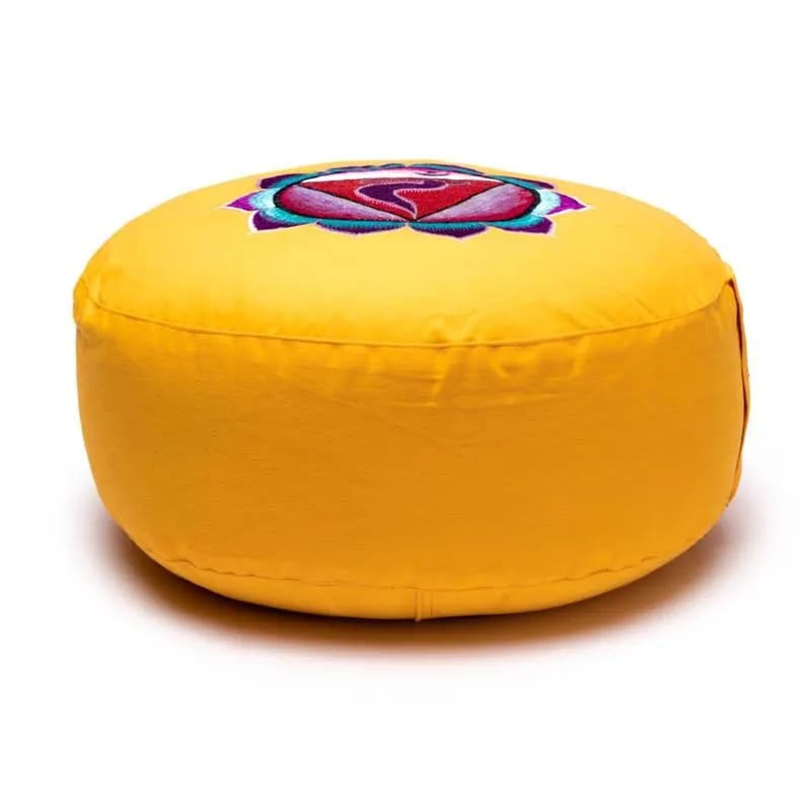 Bahadra Meditationskissen 3. Chakra bestickt -- 33x17 cm 688