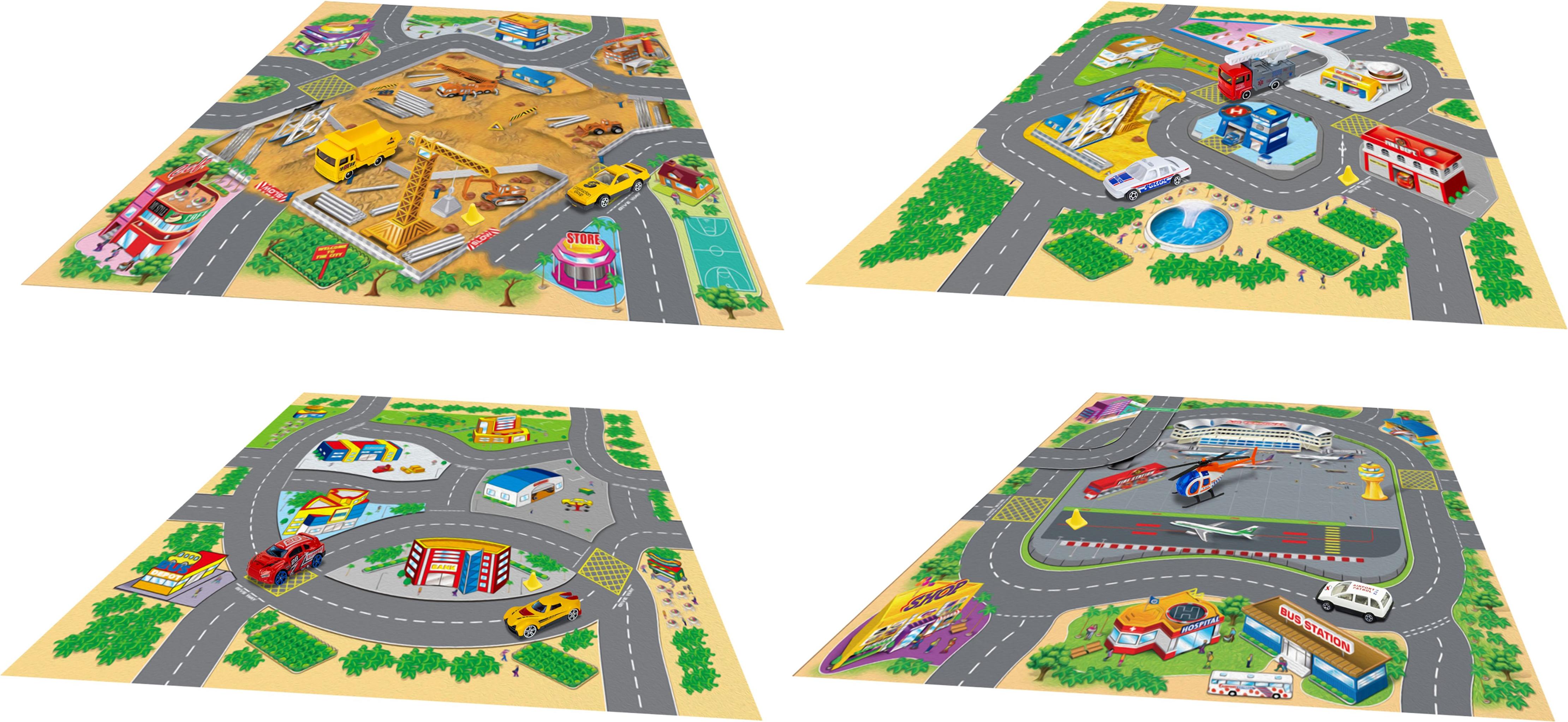 Wiky Spielkarte mit 2 Verkehrsmitteln aus Metall, 70 x 70 cm