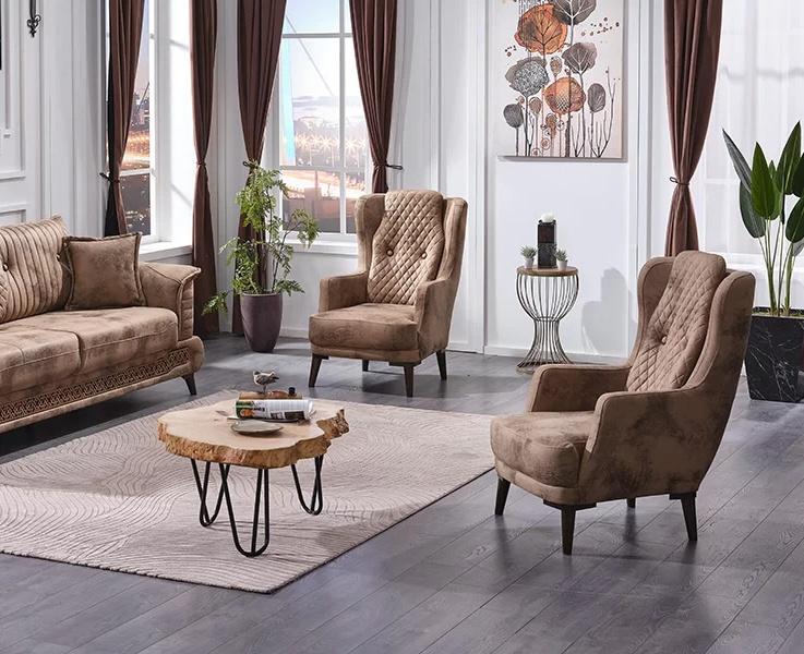 Design 2x Sessel Wohnzimmer Textil Luxus Moderne Polstermöbel Komplett