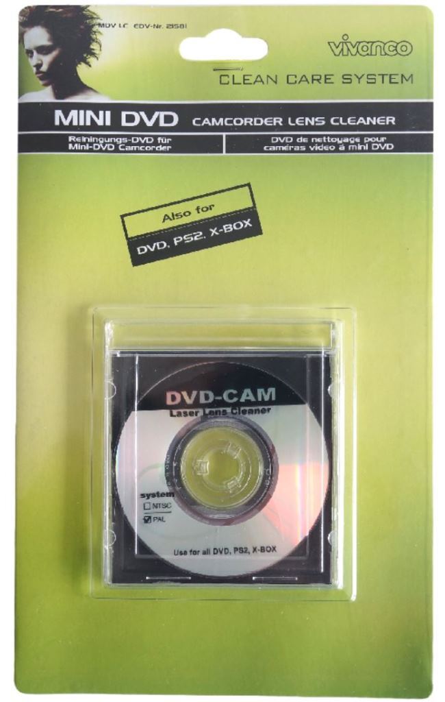 VIVanco™Reinigungs-DVD für Mini-DVD Camcorder & 8cm Disc Geräte – Linsenreinigung, Bild- & Tonverbesserung 21581